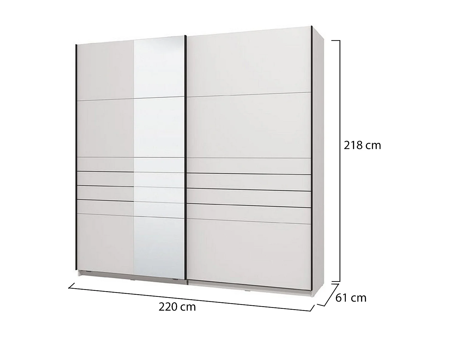 Großer Spartano-Garderobe, Kleiderständer, 220x218h cm Mattweiß, Schlafzimmer-Schrank, 2 Regale, Schiebetür