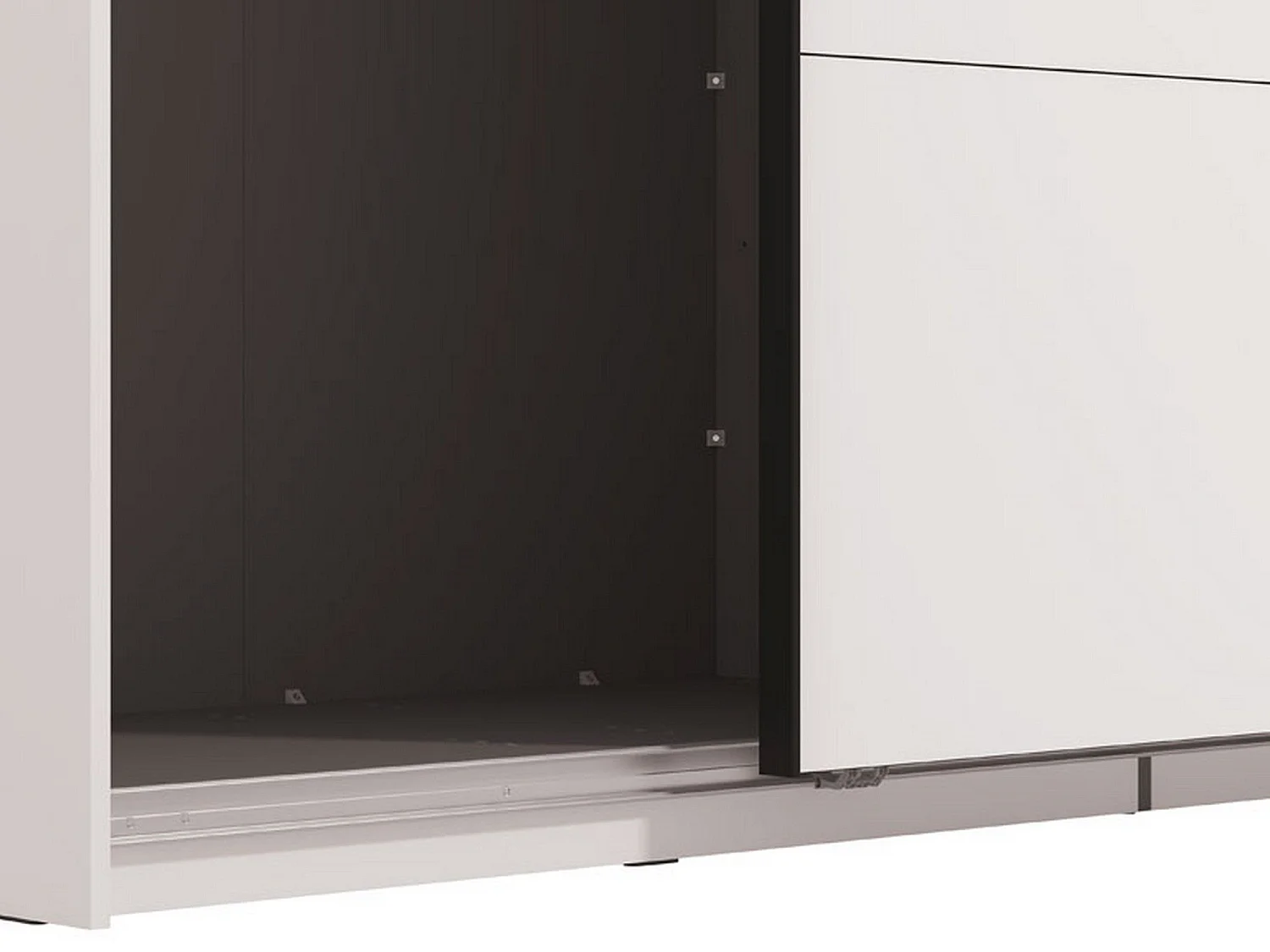 Großer Spartano-Garderobe, Kleiderständer, 220x218h cm Mattweiß, Schlafzimmer-Schrank, 2 Regale, Schiebetür