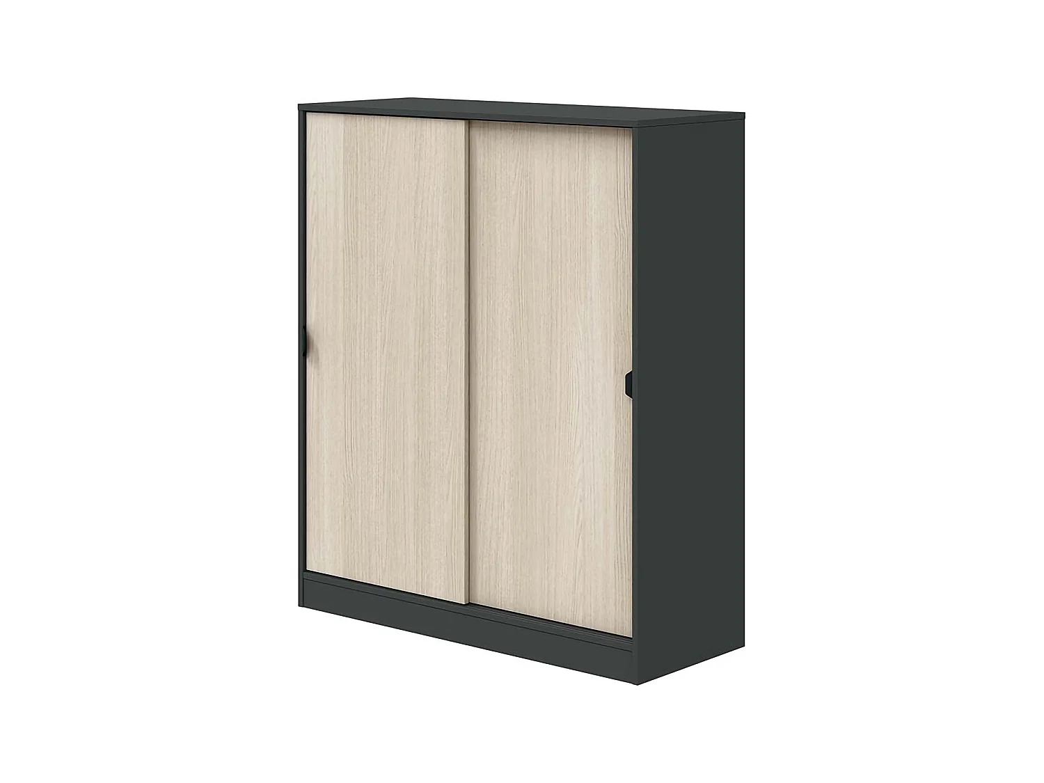 Tweepersoonskast Resana, 4 planken, 100x119 cm, Antraciet, Slaapkamerkast, 2 deuren, 6 vakken