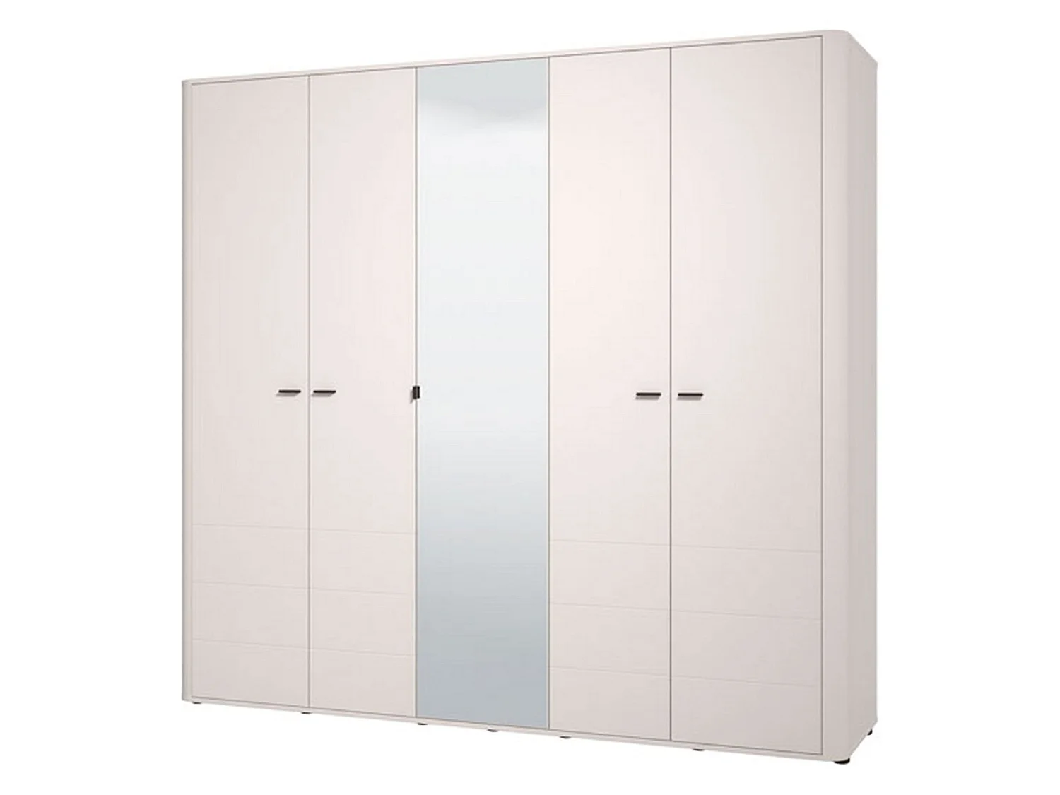 Großer Kleiderschrank Orsogna, 6 Böden, 225x211h cm Cremeweiß, Schlafzimmer-Schrank, Kleiderständer, 9 Fächer