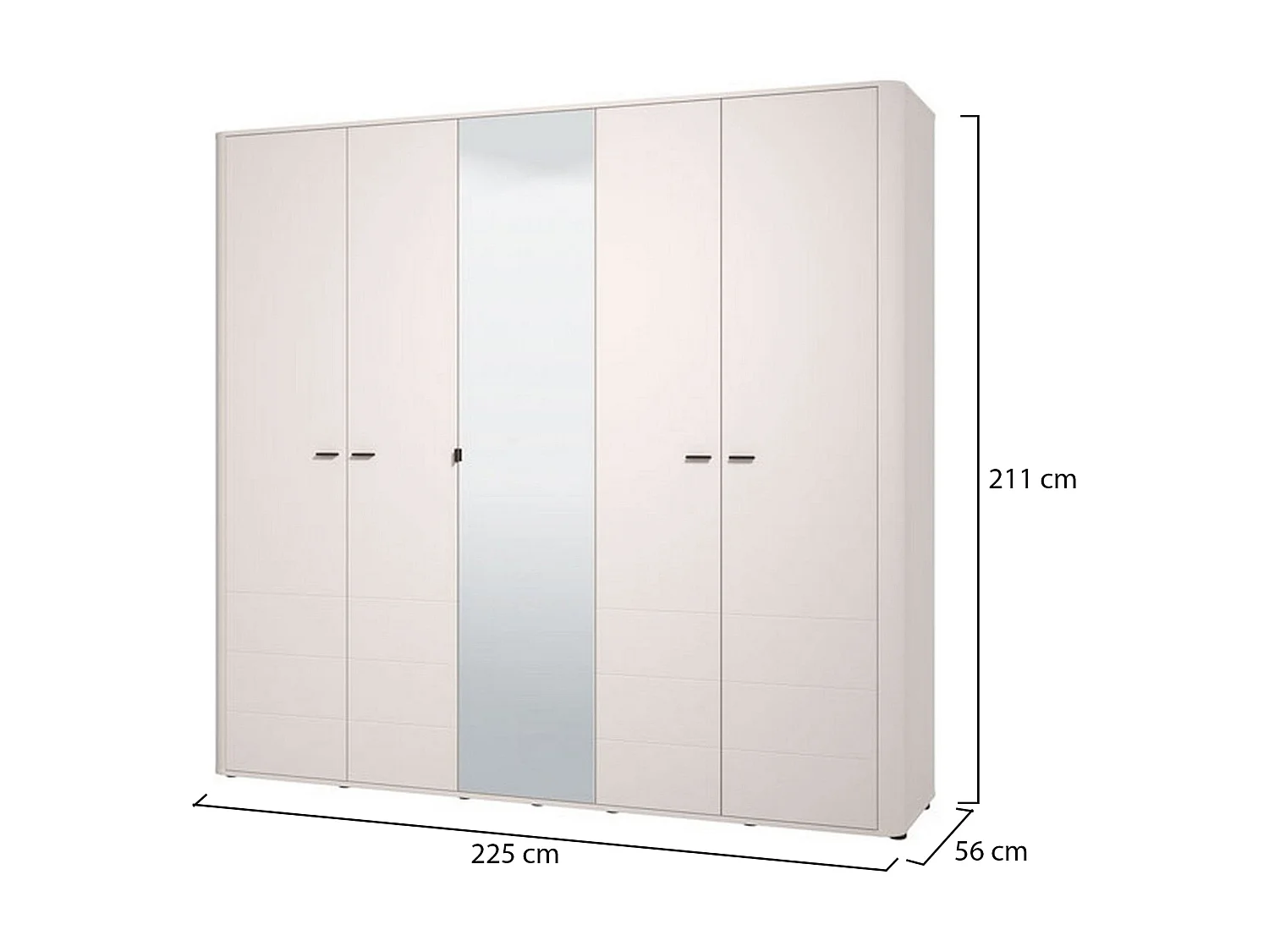 Großer Kleiderschrank Orsogna, 6 Böden, 225x211h cm Cremeweiß, Schlafzimmer-Schrank, Kleiderständer, 9 Fächer