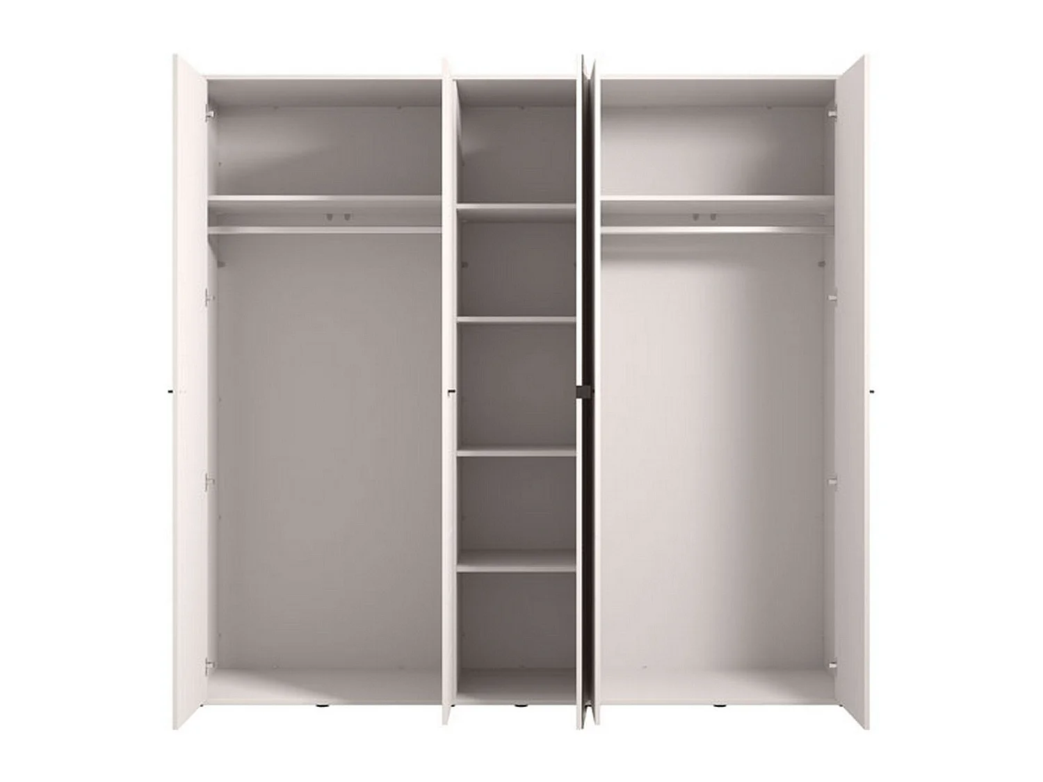 Großer Kleiderschrank Orsogna, 6 Böden, 225x211h cm Cremeweiß, Schlafzimmer-Schrank, Kleiderständer, 9 Fächer