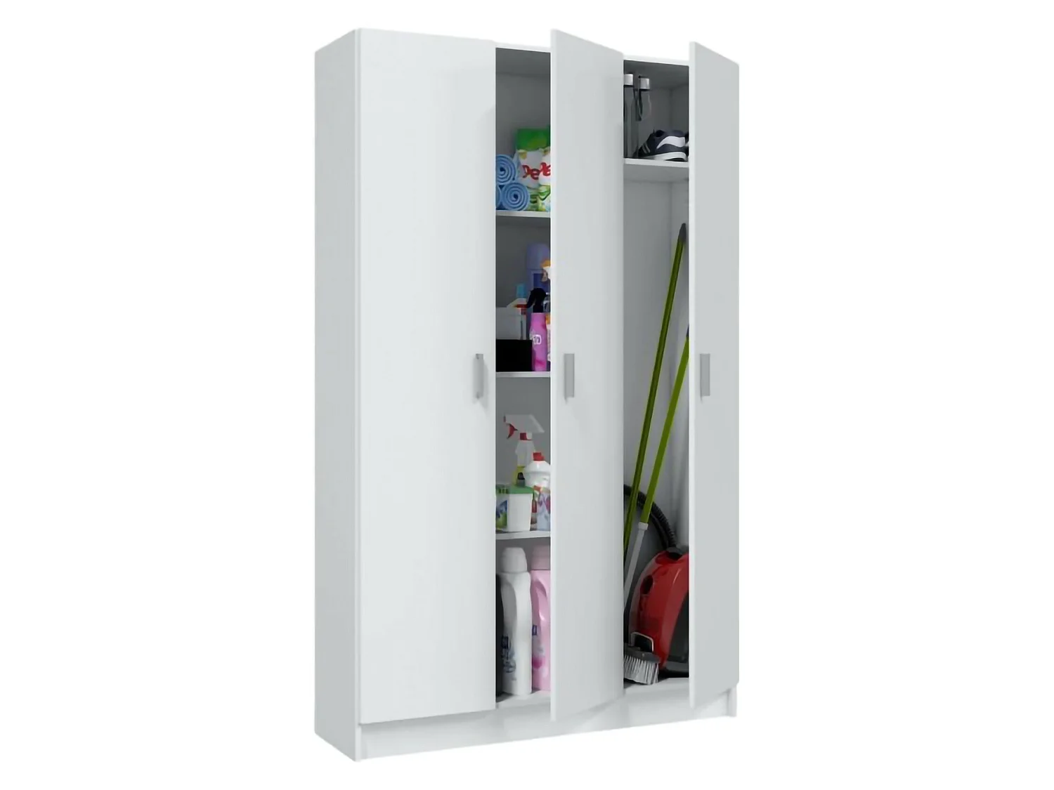 Grand Armoire Multiusage Vado, 4 Étagères, 34.6x180h cm Blanc