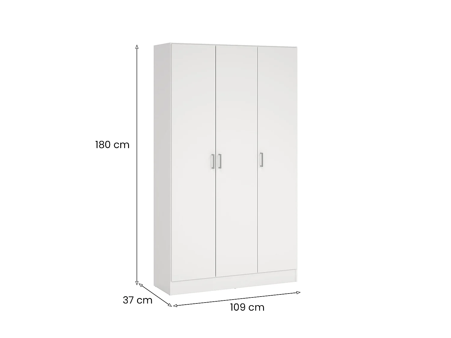 Grand Armoire Multiusage Vado, 4 Étagères, 34.6x180h cm Blanc