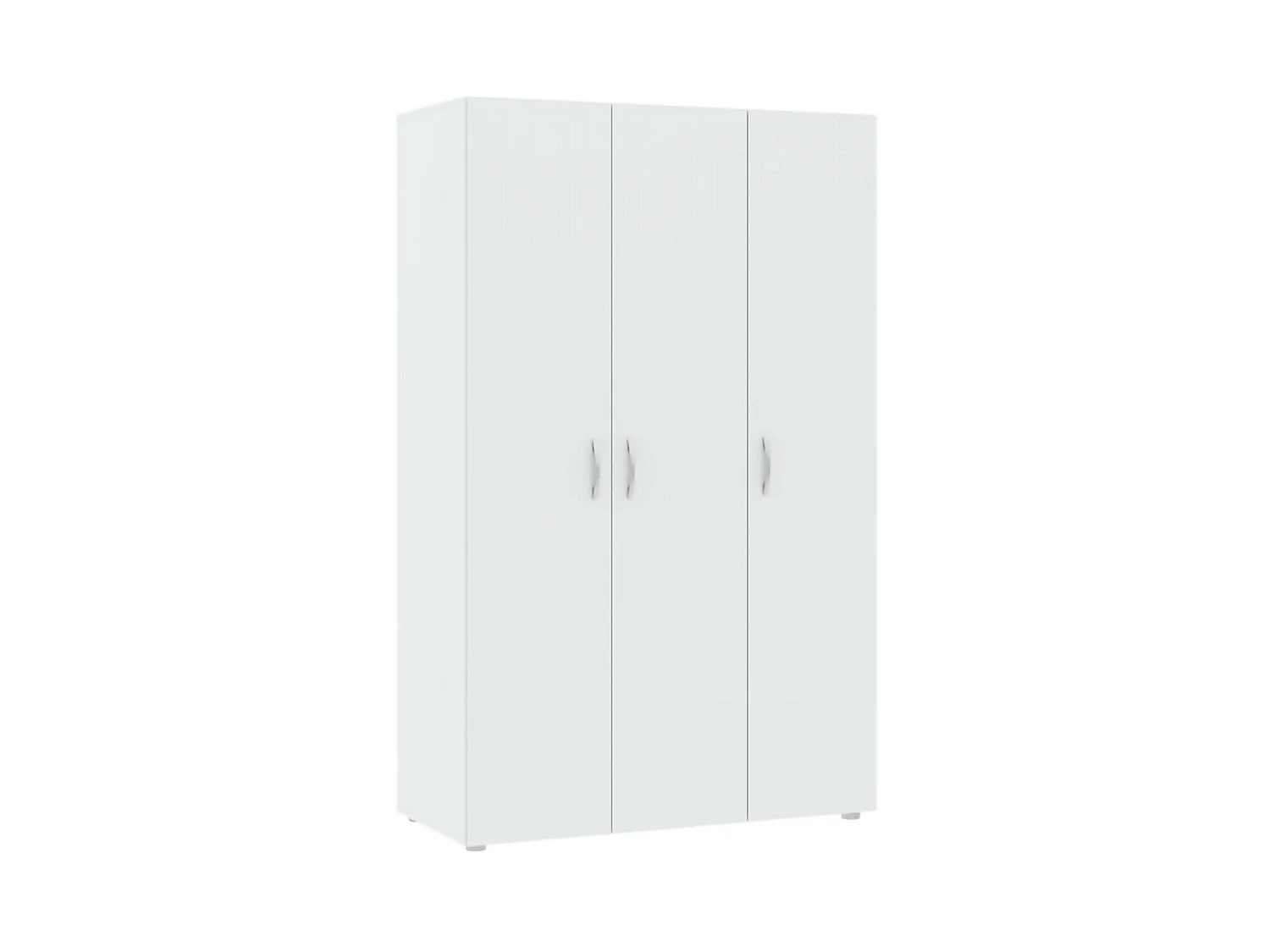 Pettineo 3-deurs kledingkast, kapstok, 111x52 cm wit, slaapkamerkast, 4 planken, draaideuren