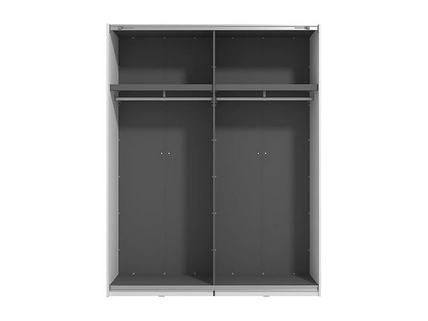 Großer Kleiderschrank Vialone, Kleiderstange, 146x218h cm Mattweiß, Schlafzimmerschrank, 2 Böden, Schiebetüren