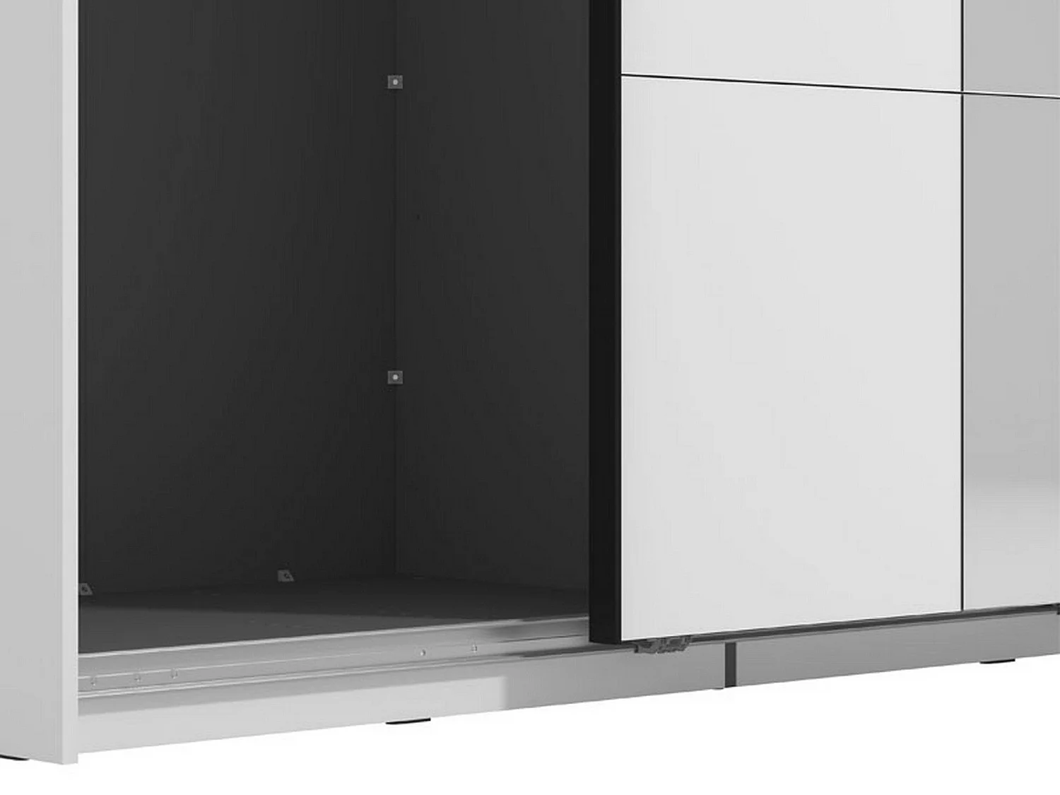 Großer Kleiderschrank Vialone, Kleiderstange, 146x218h cm Mattweiß, Schlafzimmerschrank, 2 Böden, Schiebetüren