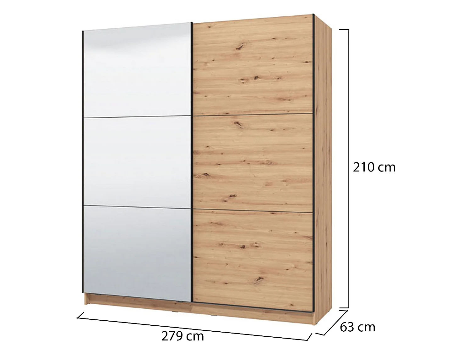 Guardaroba Grande Verzino, Appendiabiti, 179x210h cm Marrone Rovere Nodi, Armadio Camera da Letto, 5 Ripiani, Apertura Scorrevole