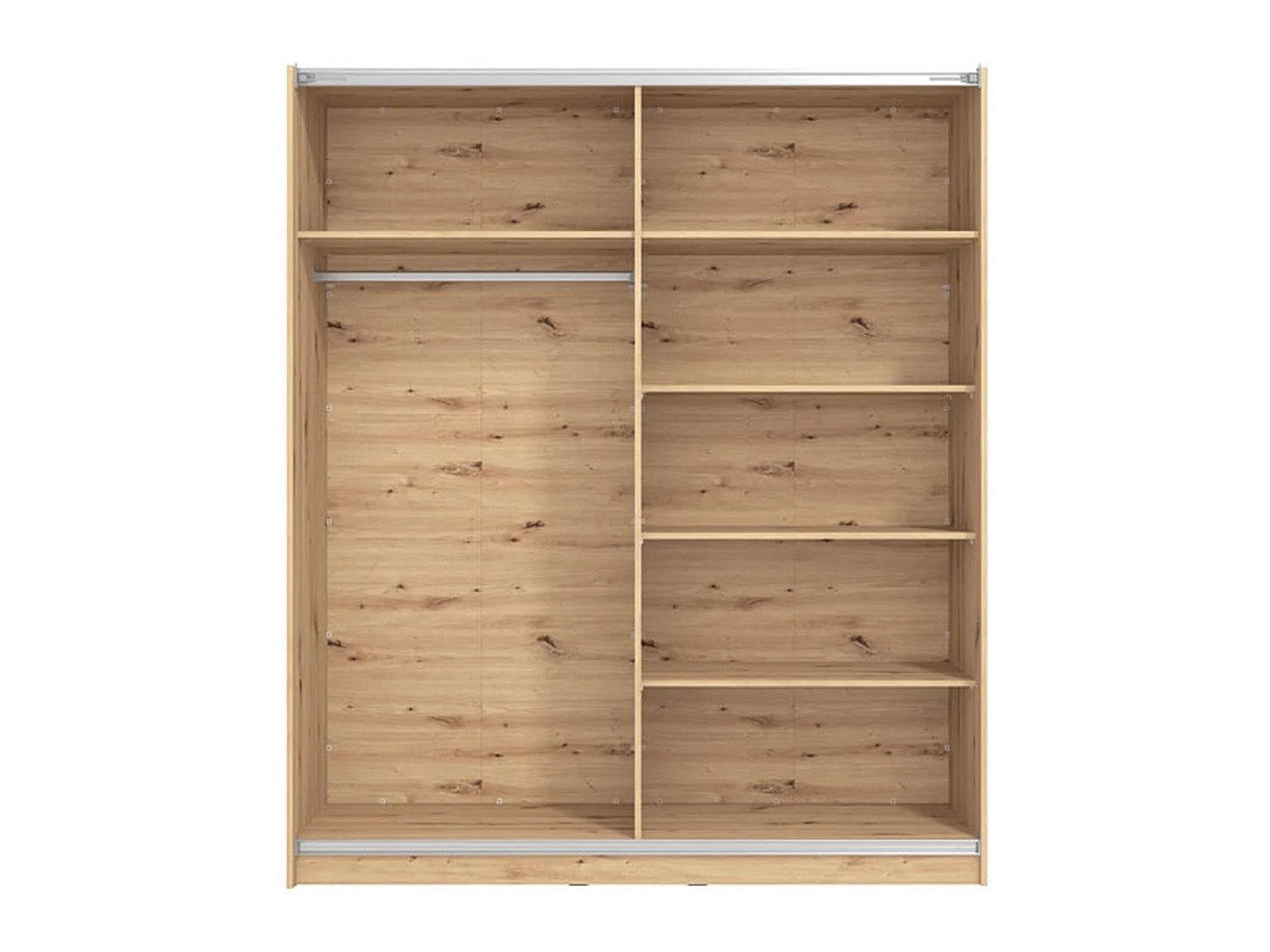 Guardaroba Grande Verzino, Appendiabiti, 179x210h cm Marrone Rovere Nodi, Armadio Camera da Letto, 5 Ripiani, Apertura Scorrevole