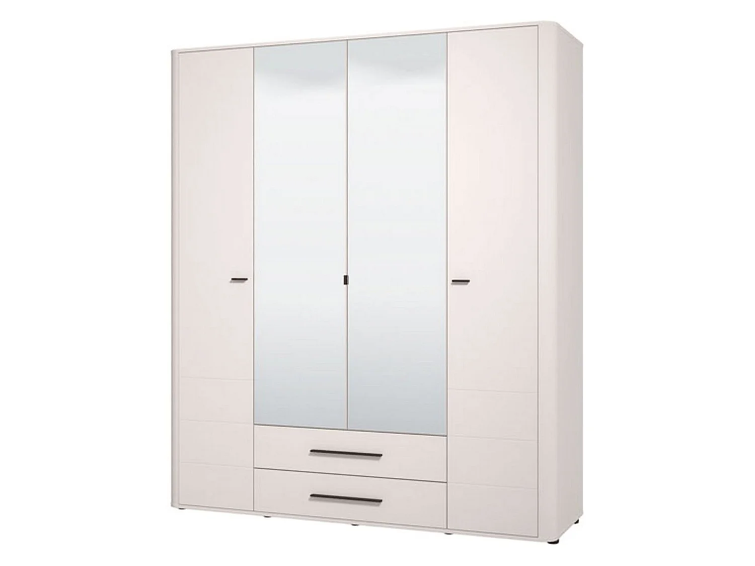 Großer Schrank Taburno, 9 Regale, 180x211h cm Cremeweiß, Schlafzimmer-Schrank, 2 Schubladen, Kleiderstange