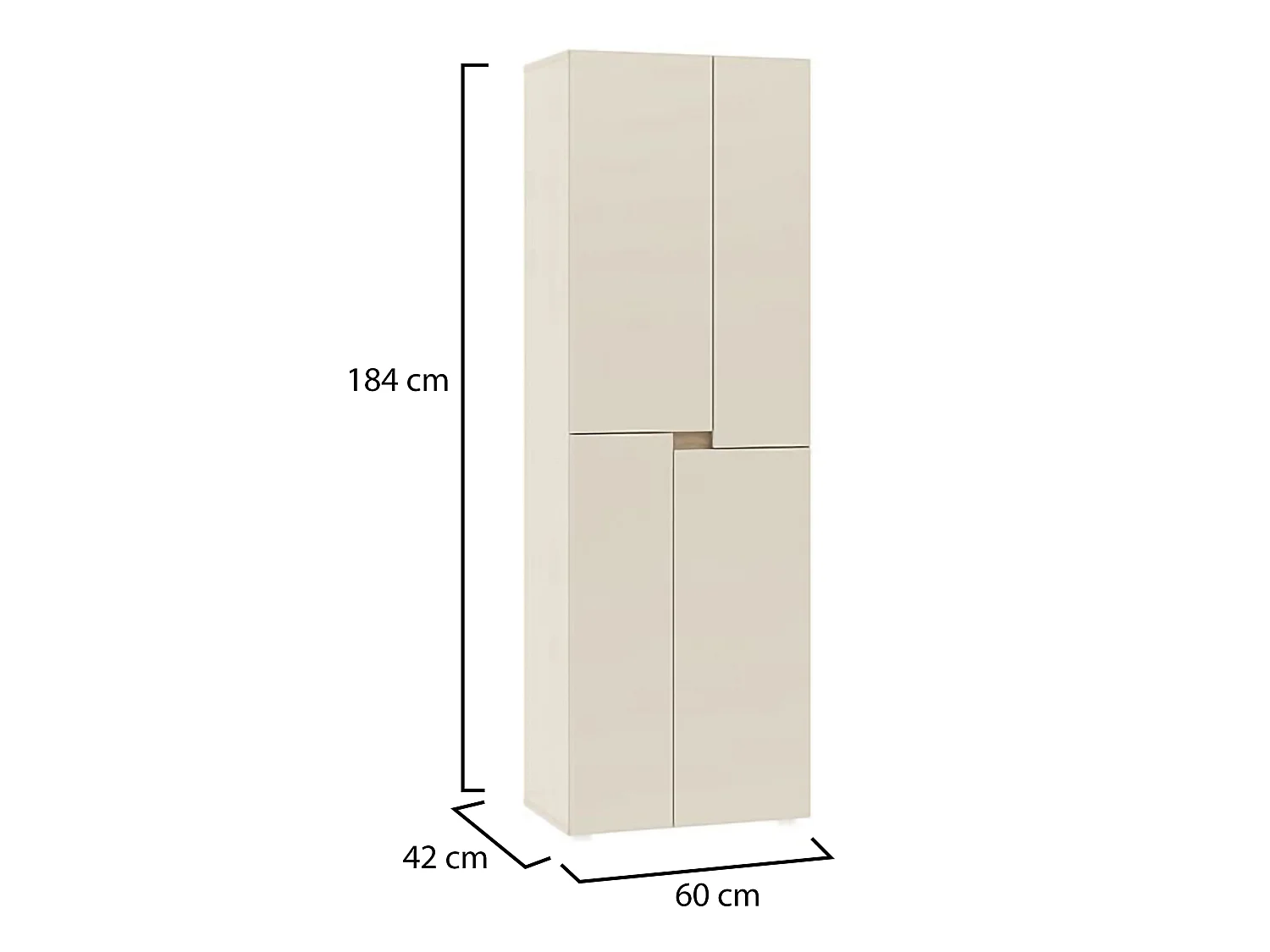 Guardaroba Grande Lidasime, 5 Ripiani, 42x184h cm Beige, Armadio Camera da Letto, Appendiabiti, Apertura Battente