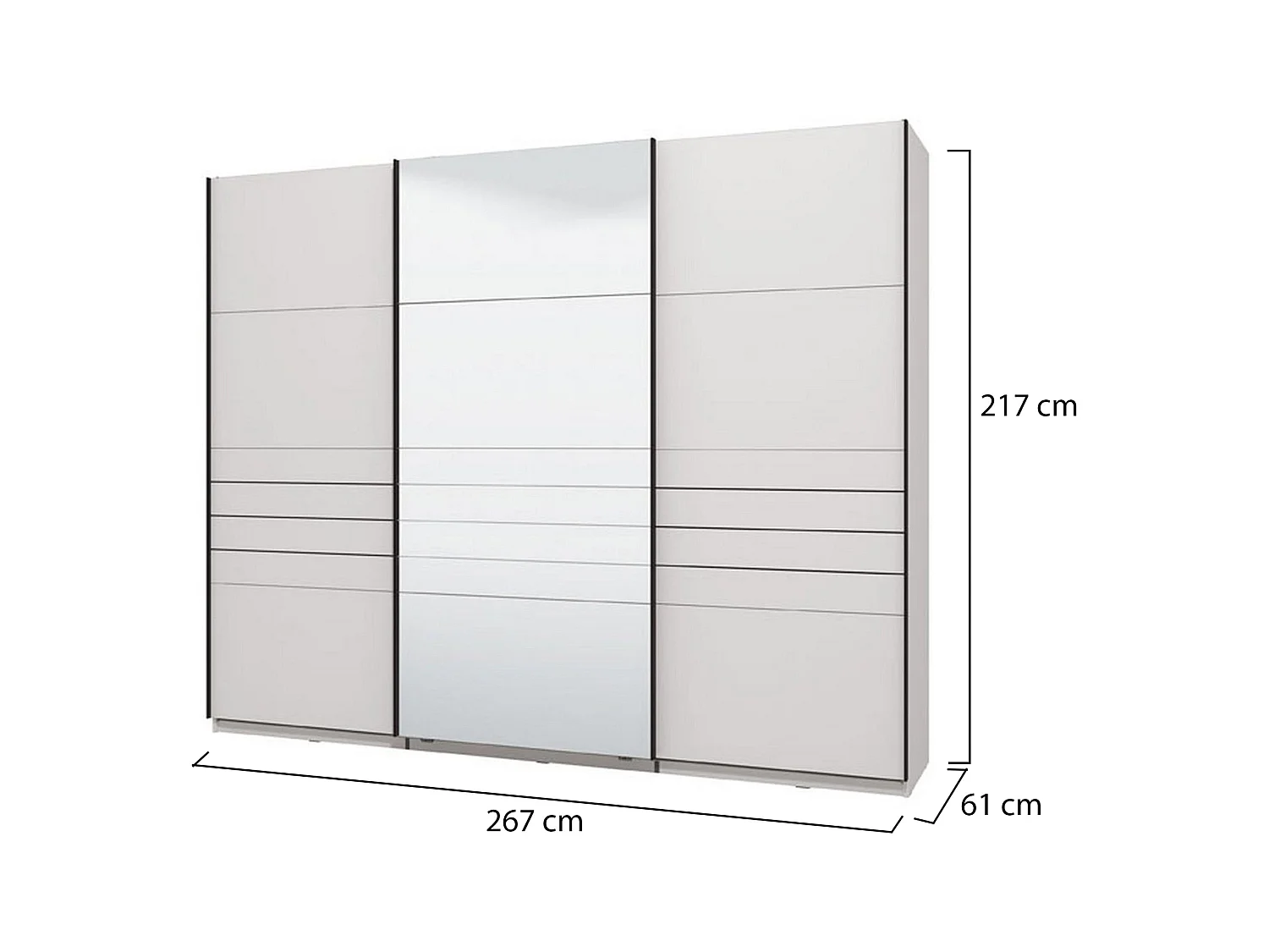 Großes Tures-Wardrobe, Kleiderständer, 267x217h cm Weiß Matt, Schlafzimmer Schrank, 2 Regale, Schiebetüren