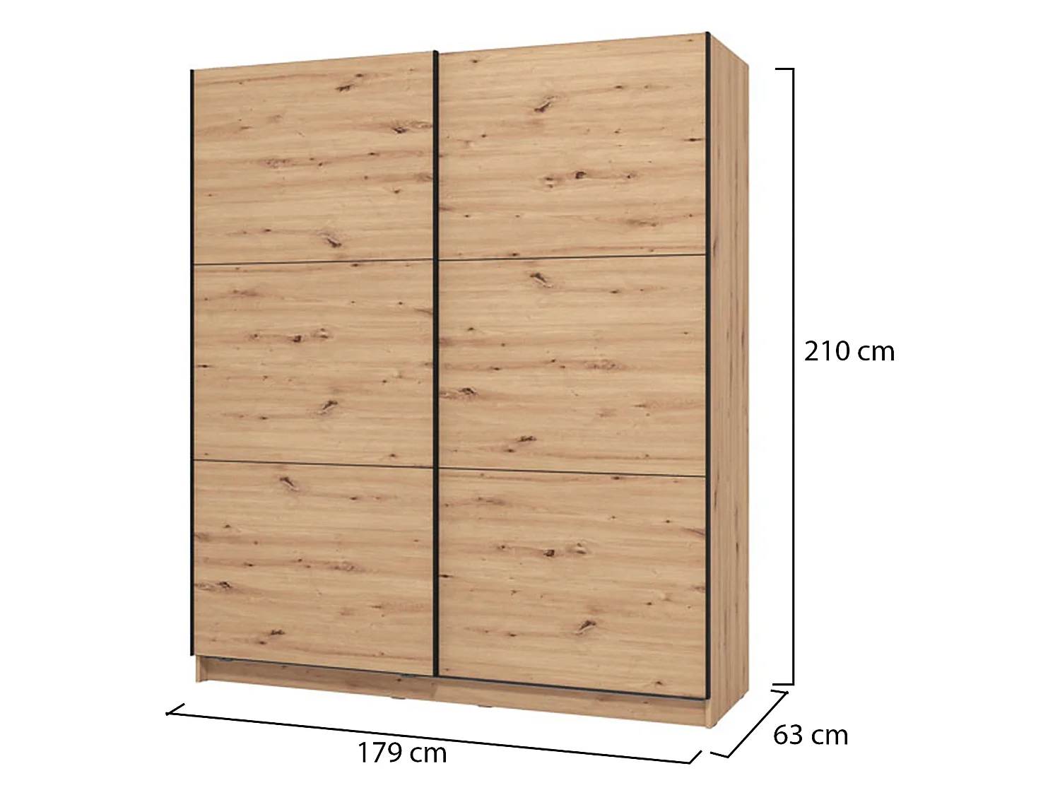 Guardaroba Grande Cerchio, Appendiabiti, 179x210h cm Marrone Rovere Nodi, Armadio Camera da Letto, 5 Ripiani, Apertura Scorrevole
