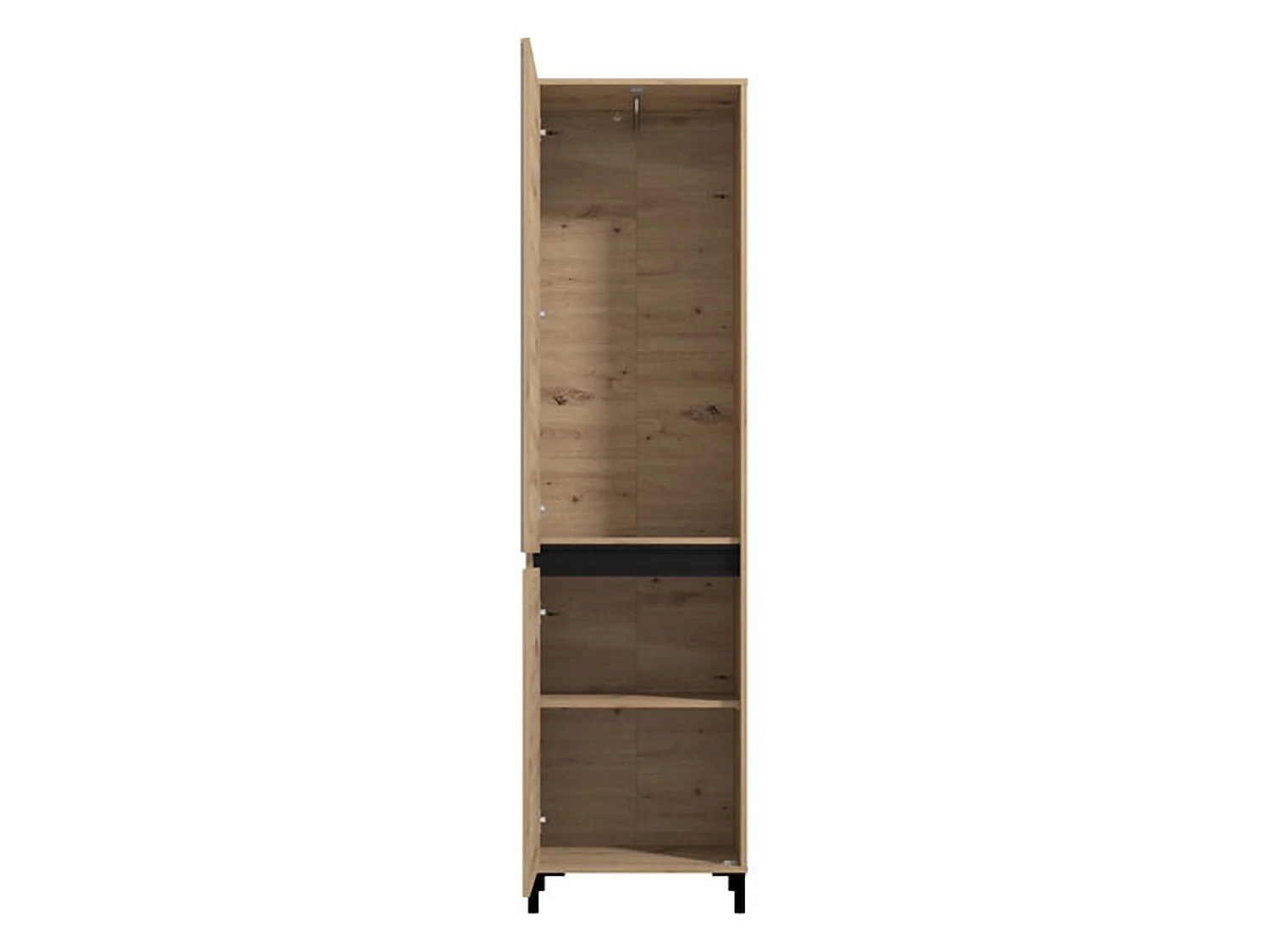 Garderobenschrank 2 Türen, Kleiderstange, 55x206h cm Wildeiche, Schlafzimmer, 2 Regale, 2 Türen