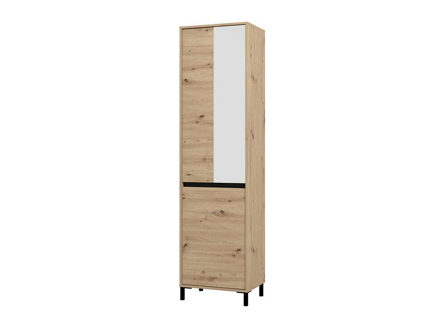Garderobenschrank 2 Türen, Kleiderstange, 55x206h cm Wildeiche, Schlafzimmer, 2 Regale, 2 Türen