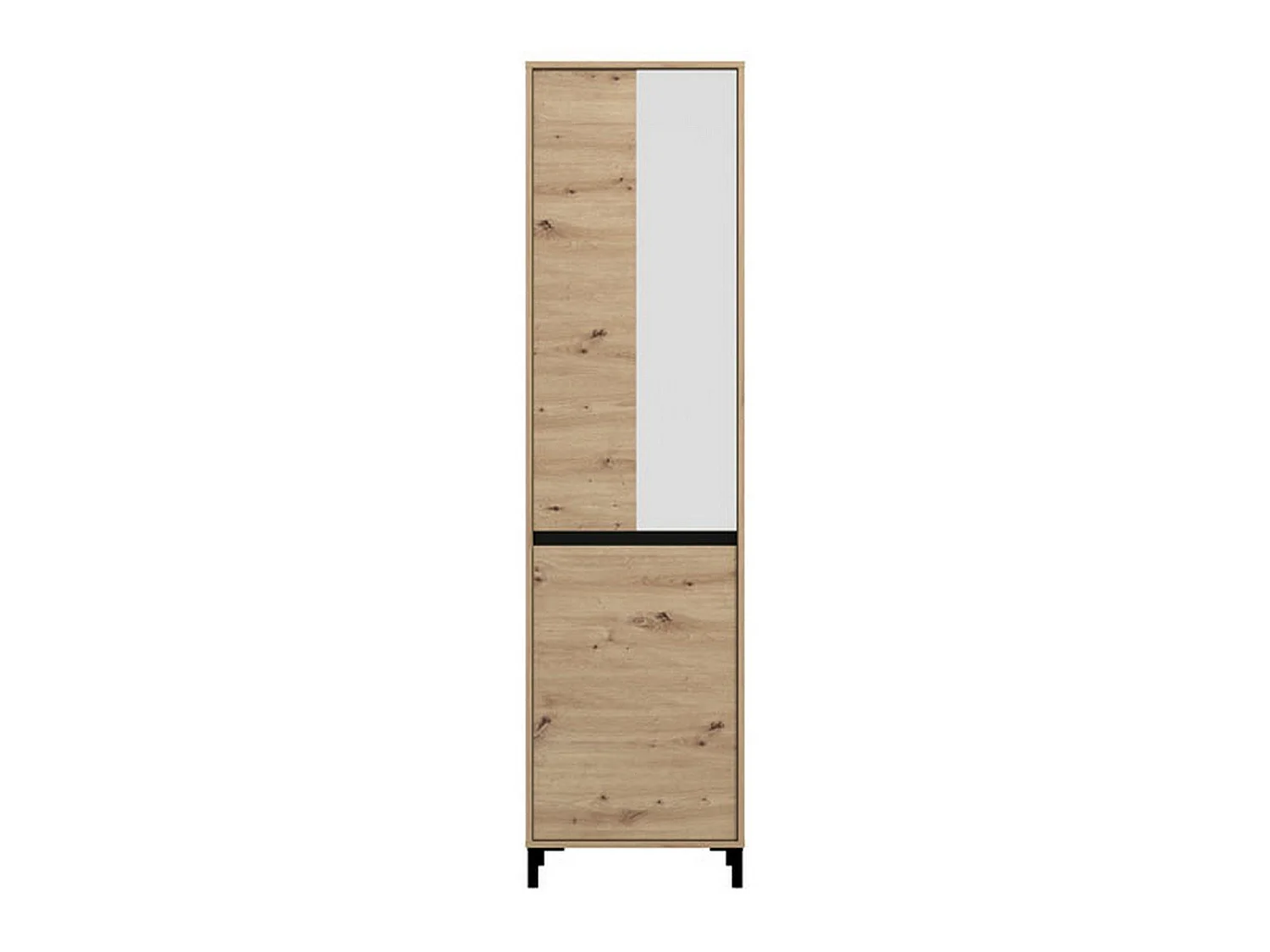 Garderobenschrank 2 Türen, Kleiderstange, 55x206h cm Wildeiche, Schlafzimmer, 2 Regale, 2 Türen