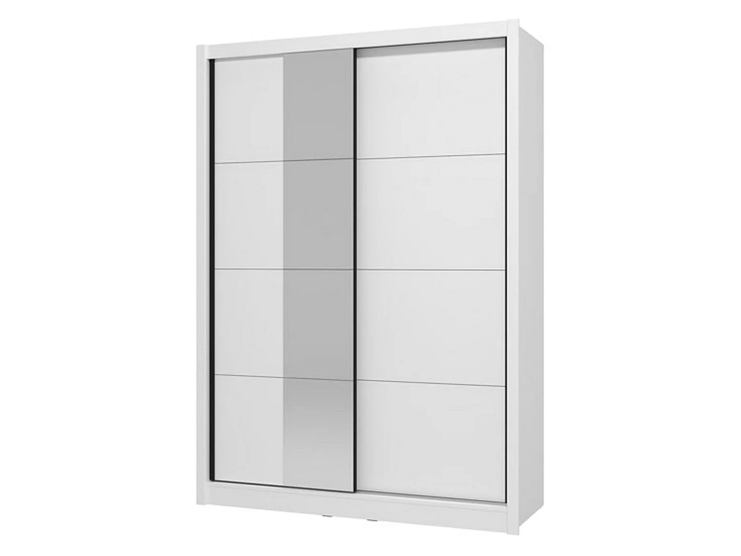 Großer Kleiderschrank Carisolo, mit Kleiderstange, 155x216h cm Mattweiß, Schlafzimmer-Schrank, 5 Böden, 7 Fächer