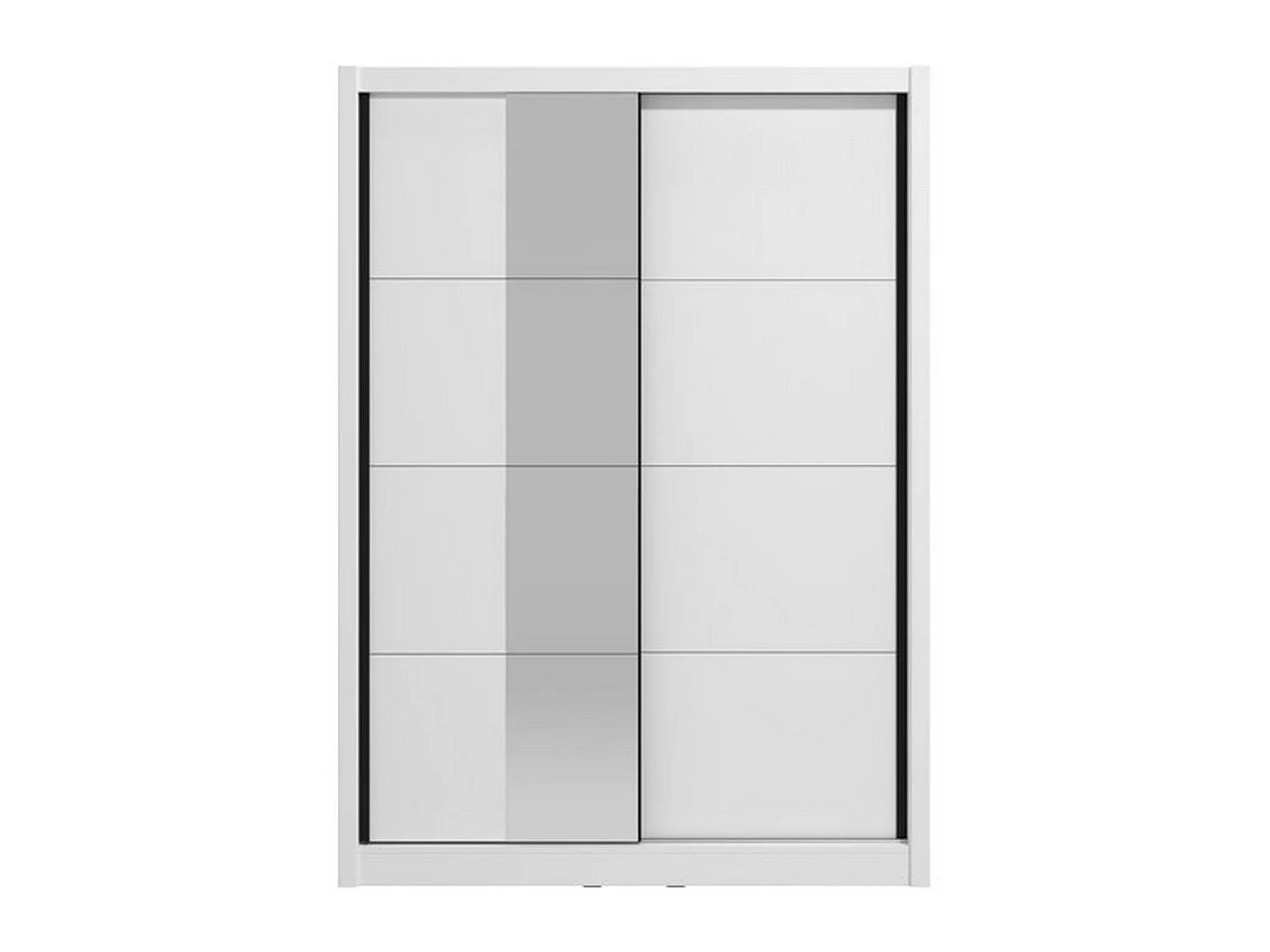 Großer Kleiderschrank Carisolo, mit Kleiderstange, 155x216h cm Mattweiß, Schlafzimmer-Schrank, 5 Böden, 7 Fächer