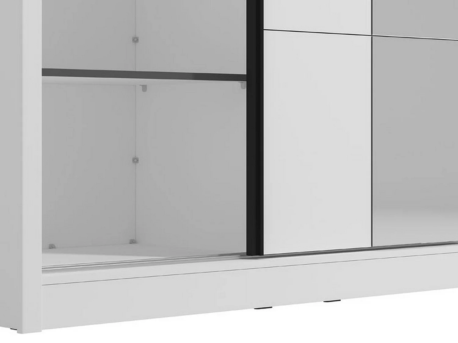 Großer Kleiderschrank Carisolo, mit Kleiderstange, 155x216h cm Mattweiß, Schlafzimmer-Schrank, 5 Böden, 7 Fächer