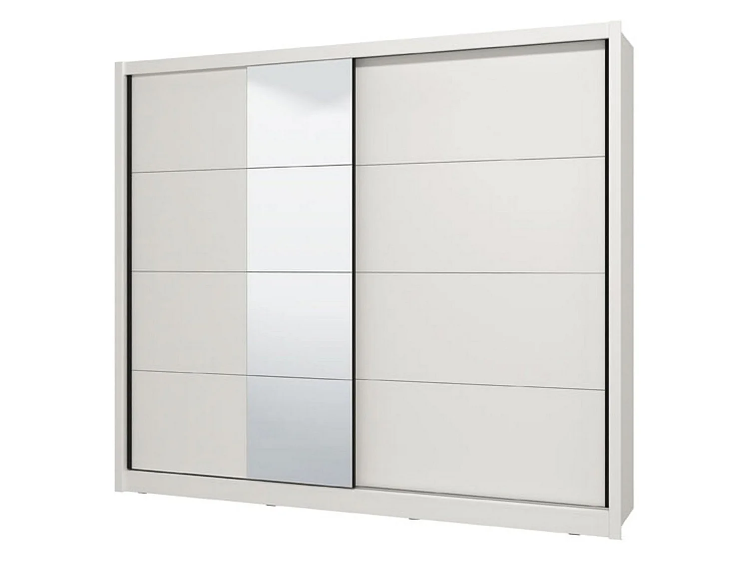 Großer Kleiderschrank Pedavena, Garderobe, 251x216h cm Mattweiß, Schlafzimmer-Schrank, 8 Ablagen, 12 Fächer
