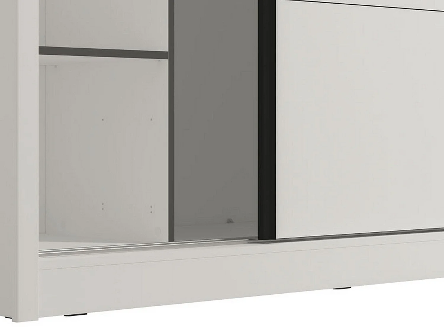 Großer Kleiderschrank Pedavena, Garderobe, 251x216h cm Mattweiß, Schlafzimmer-Schrank, 8 Ablagen, 12 Fächer