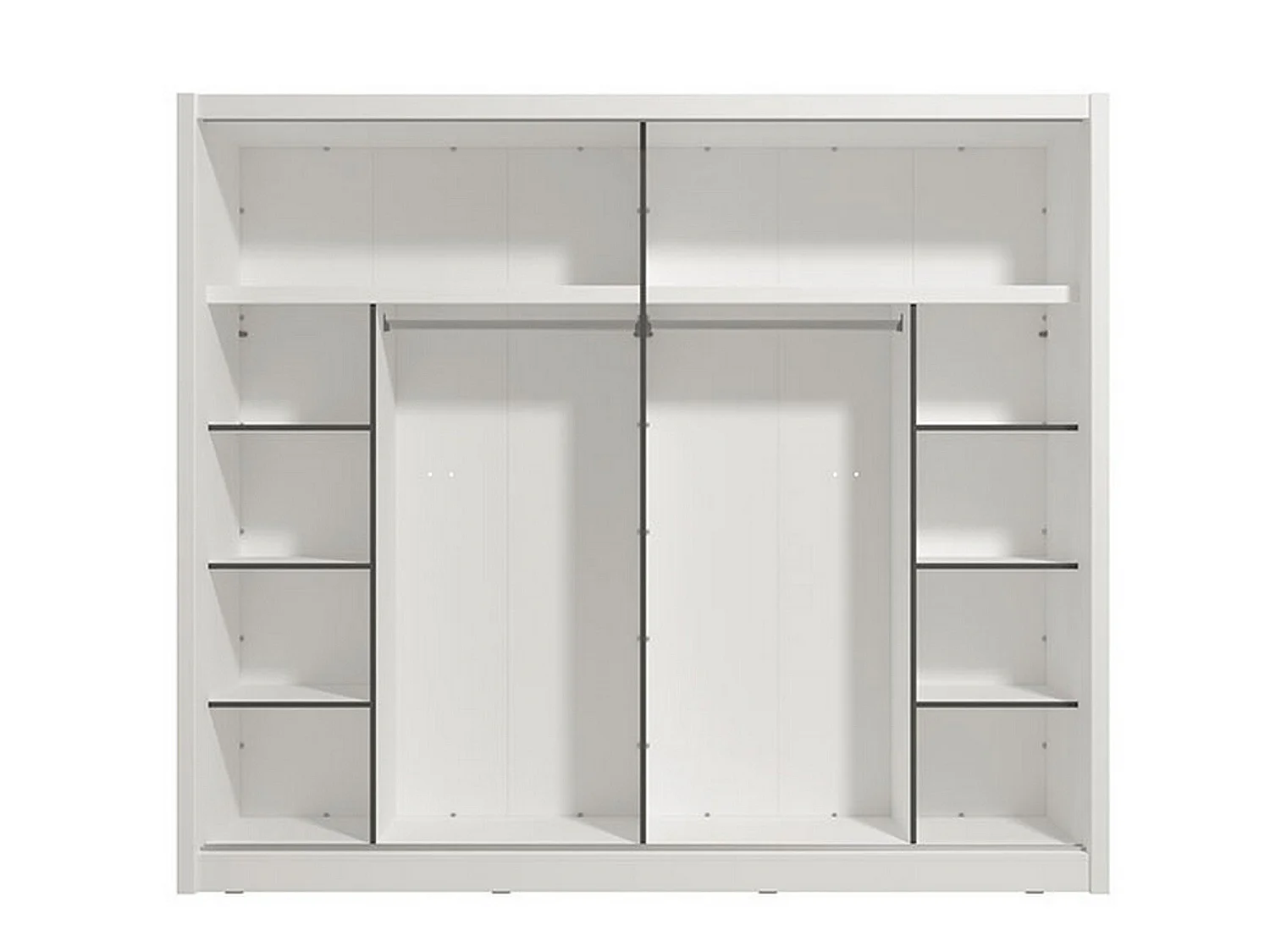 Großer Kleiderschrank Pedavena, Garderobe, 251x216h cm Mattweiß, Schlafzimmer-Schrank, 8 Ablagen, 12 Fächer