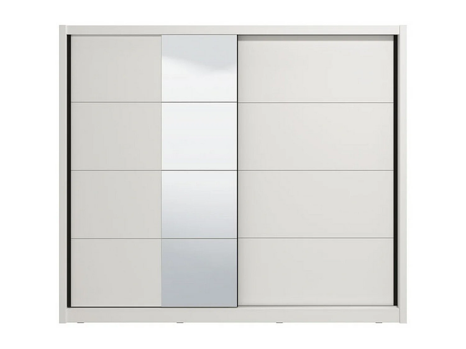 Großer Kleiderschrank Pedavena, Garderobe, 251x216h cm Mattweiß, Schlafzimmer-Schrank, 8 Ablagen, 12 Fächer