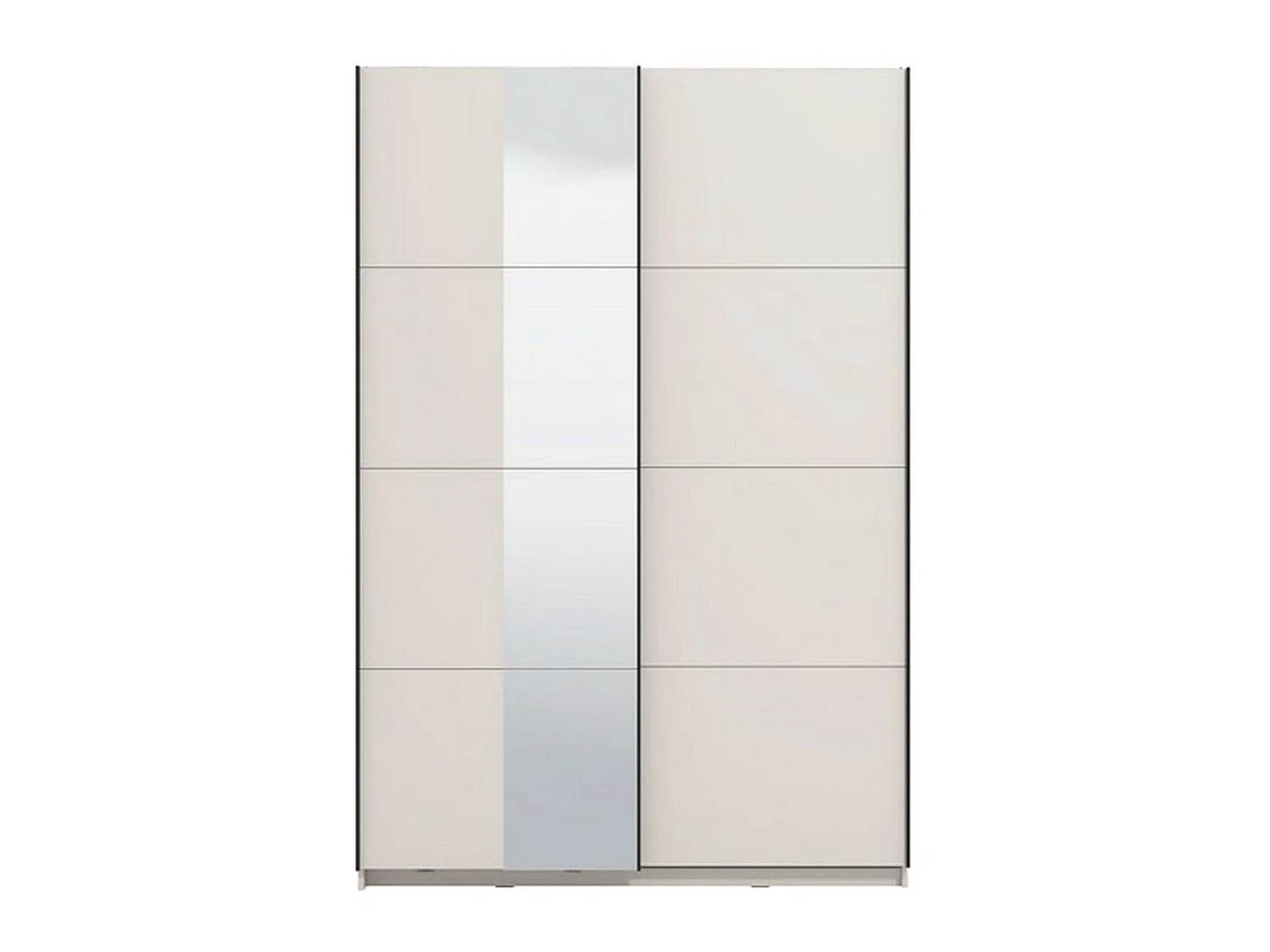 Großer Pasturo Kleiderschrank, Garderobe, 146x218h cm Cremeweiß, Schlafzimmer Schrank, 2 Regale, Schiebetür