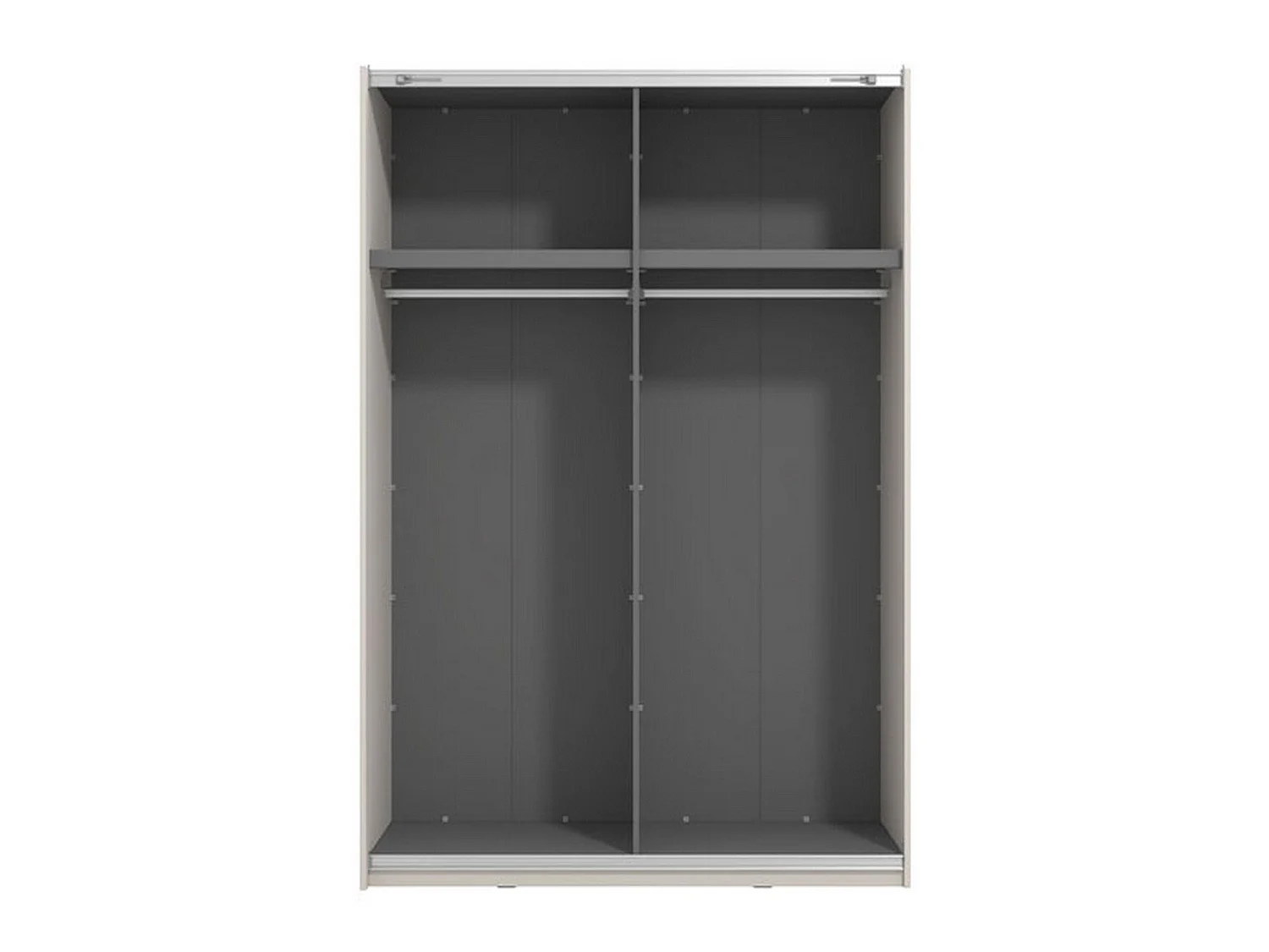Großer Pasturo Kleiderschrank, Garderobe, 146x218h cm Cremeweiß, Schlafzimmer Schrank, 2 Regale, Schiebetür