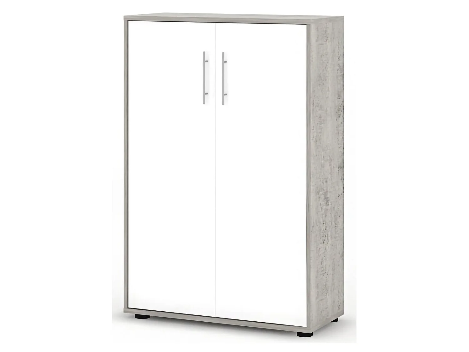 Armadio Multiuso 2 Ante Parabita, 4 Ripiani, 79x118h cm Grigio Cemento, 2 Ante, 5 Vani