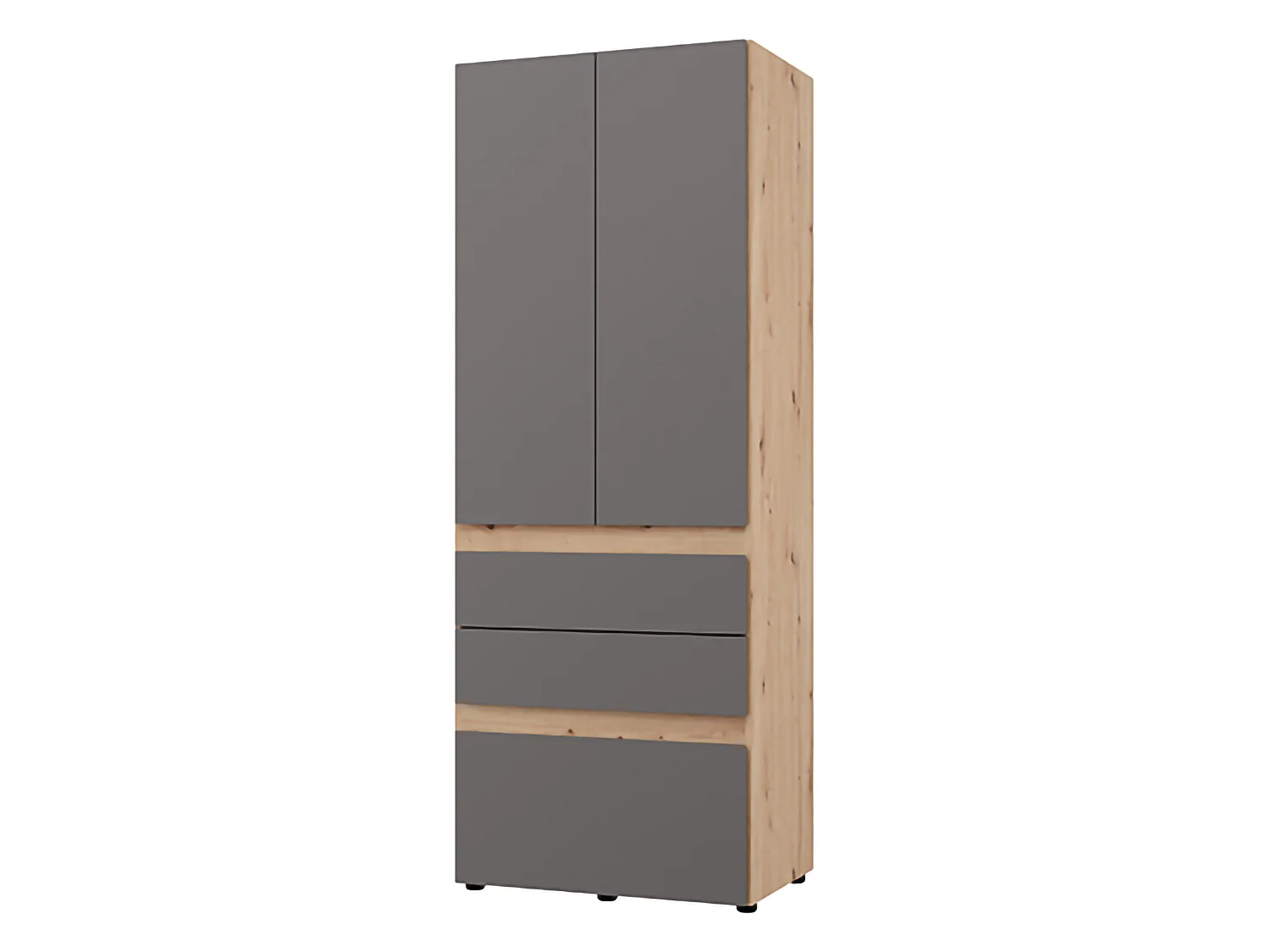 Guardaroba 2 Ante Venas, Appendiabiti, 79x208h cm Nero Antracite, Armadio Camera da Letto, un Ripiano, 2 Ante