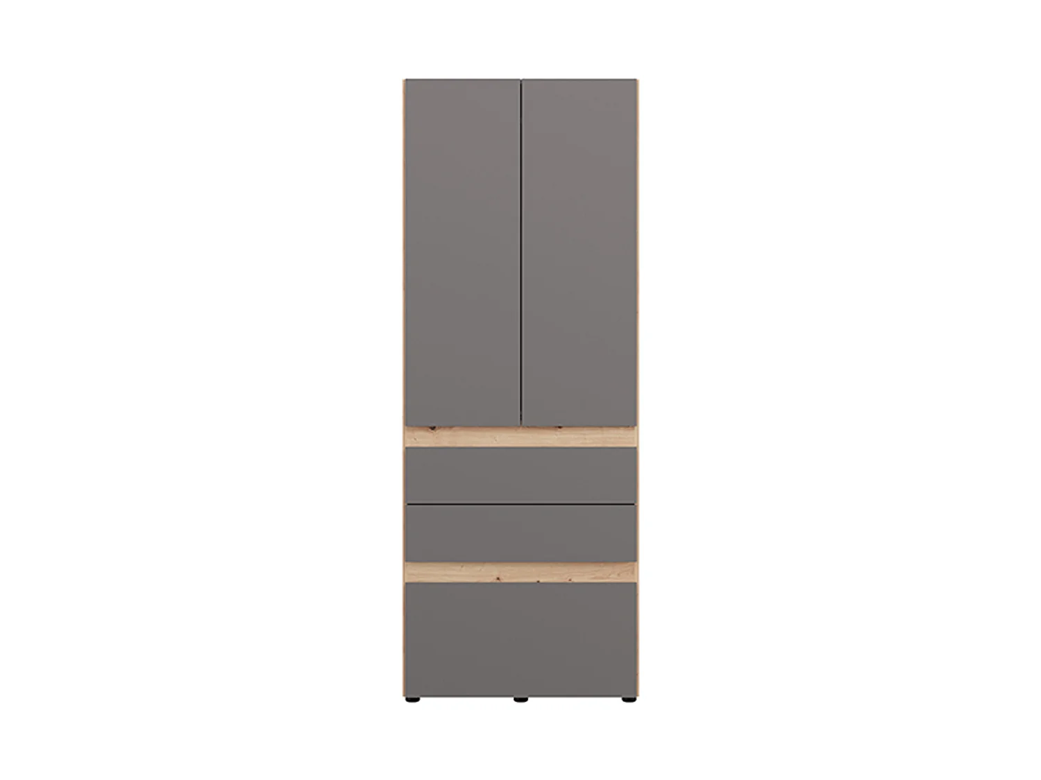 Guardaroba 2 Ante Venas, Appendiabiti, 79x208h cm Nero Antracite, Armadio Camera da Letto, un Ripiano, 2 Ante