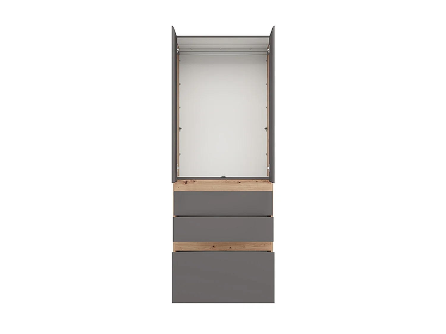 Guardaroba 2 Ante Venas, Appendiabiti, 79x208h cm Nero Antracite, Armadio Camera da Letto, un Ripiano, 2 Ante