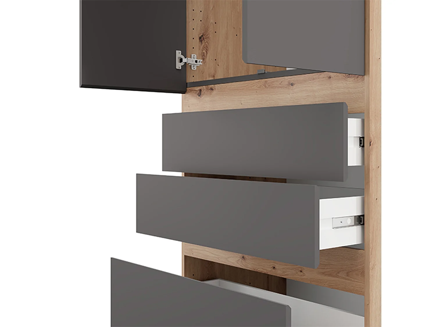 Guardaroba 2 Ante Venas, Appendiabiti, 79x208h cm Nero Antracite, Armadio Camera da Letto, un Ripiano, 2 Ante