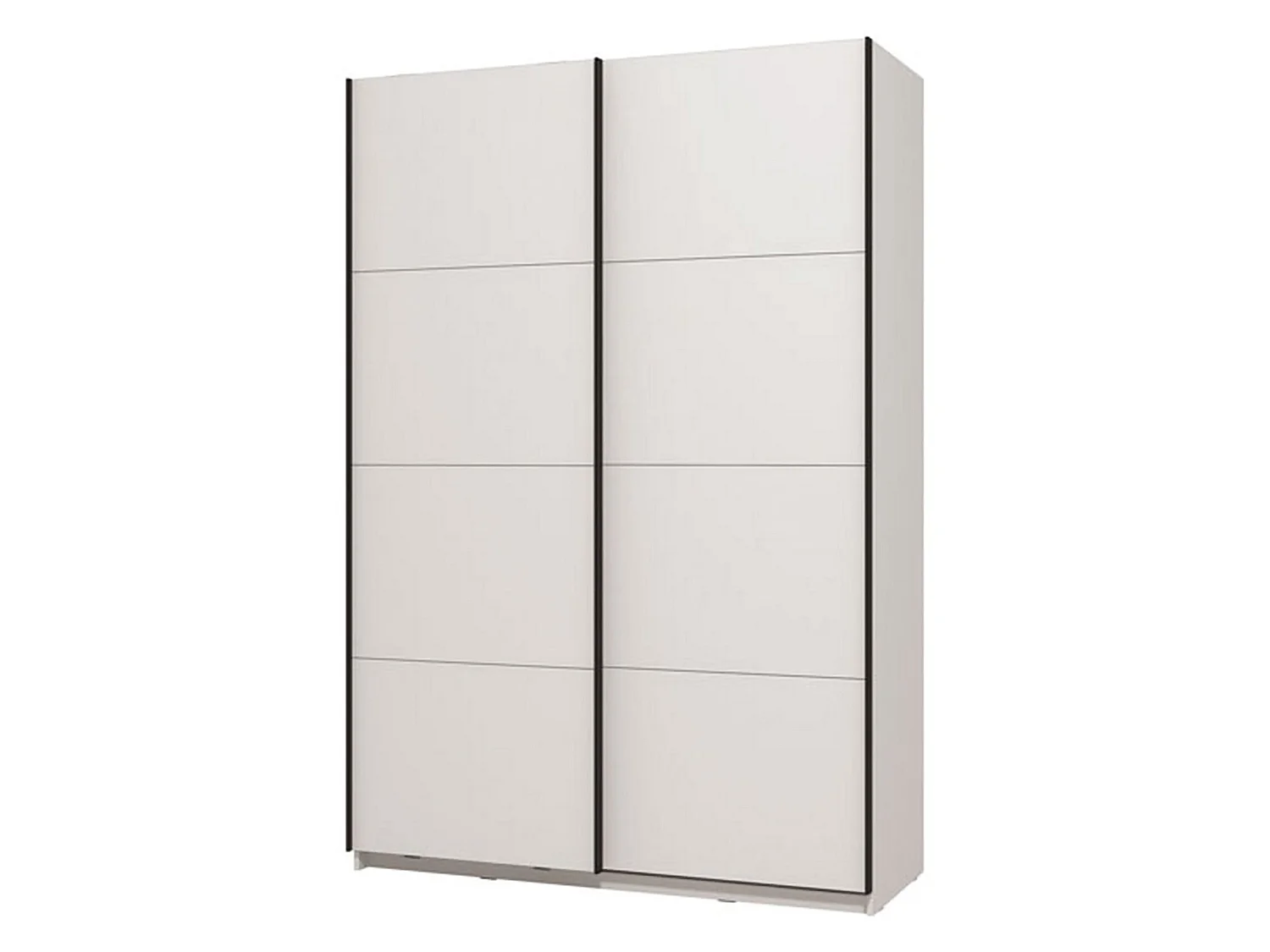 Großer Kleiderschrank Tredozio, Kleiderstange, 146x218h cm Weiß Matt, Schlafzimmer Schrank, 2 Regale, Schiebetüren
