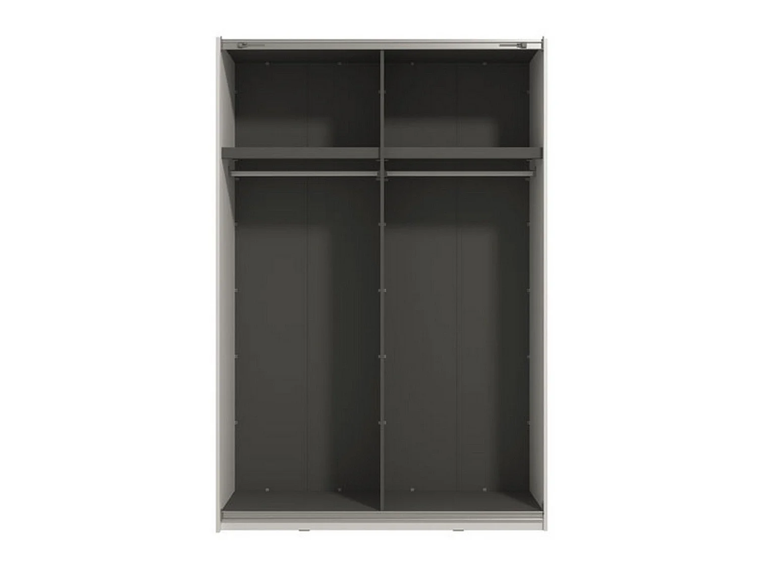 Großer Kleiderschrank Tredozio, Kleiderstange, 146x218h cm Weiß Matt, Schlafzimmer Schrank, 2 Regale, Schiebetüren