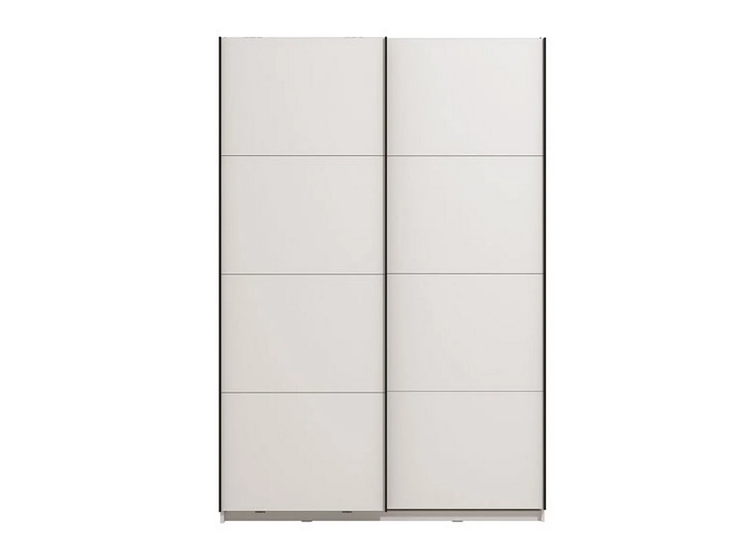 Großer Kleiderschrank Tredozio, Kleiderstange, 146x218h cm Weiß Matt, Schlafzimmer Schrank, 2 Regale, Schiebetüren