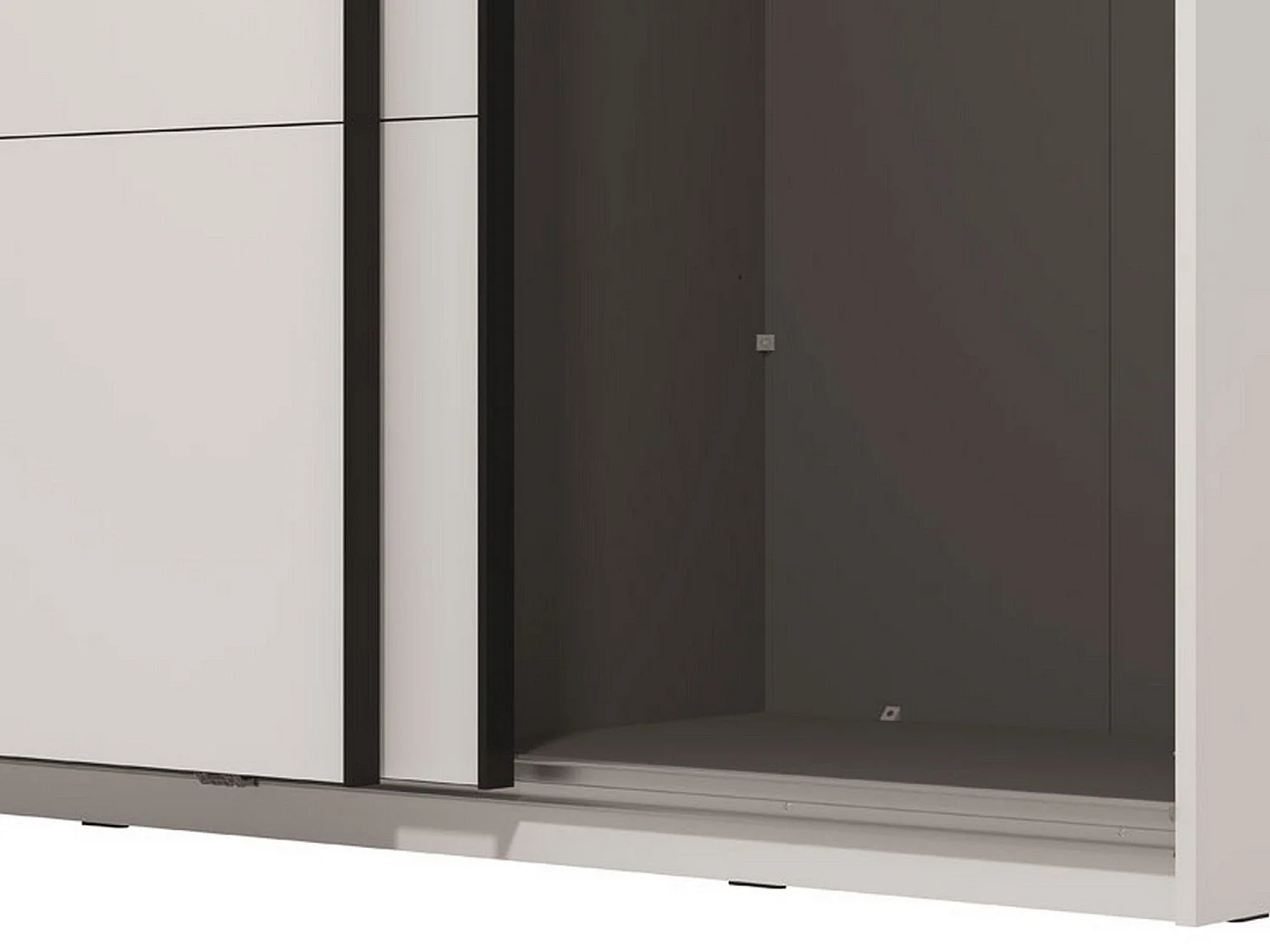 Großer Kleiderschrank Tredozio, Kleiderstange, 146x218h cm Weiß Matt, Schlafzimmer Schrank, 2 Regale, Schiebetüren