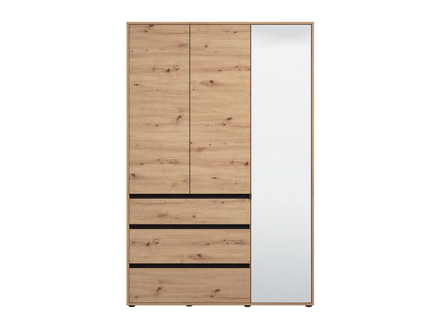 Kleiderschrank Ilbonoo mit 3 Türen, Kleiderstange, 138x55 cm, braun Eiche Astknoten, Schlafzimmer-Schrank, 3 Schubladen, 4 Böden