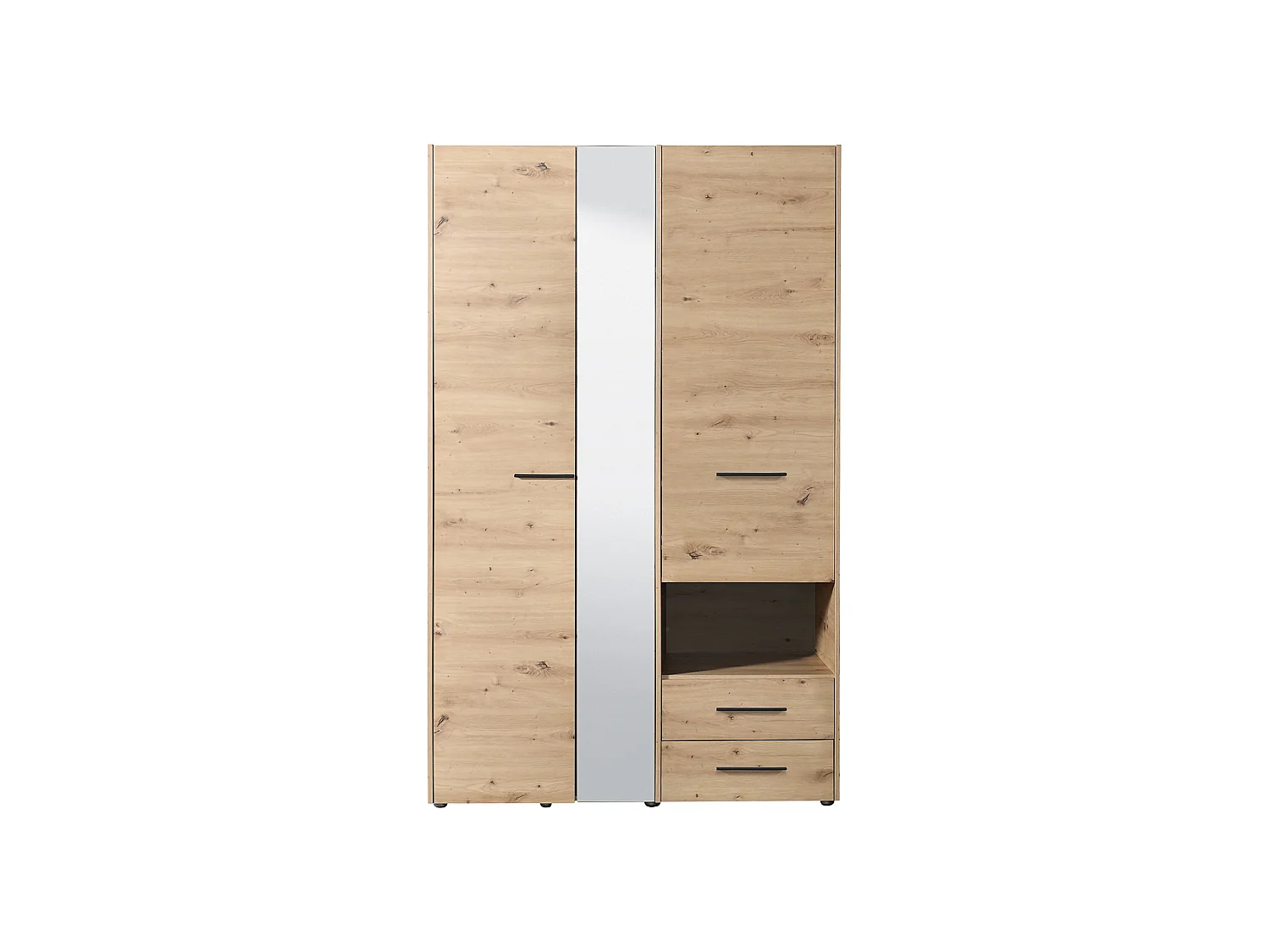 Guardaroba 3 Ante Molare, Appendiabiti, 128x54 cm Marrone Rovere Nodi, Armadio Camera da Letto, 2 Cassetti, 5 Ripiani