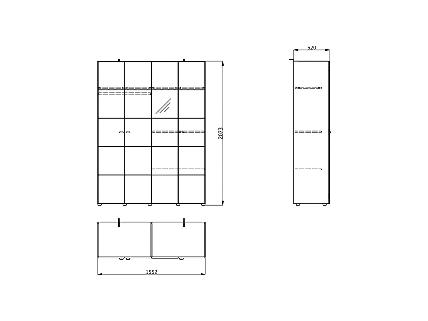 Großer Kleiderschrank Ifrane, Garderobe, 155x208h cm Mattweiß, Schlafzimmer-Schrank, 4 Regale, 6 Fächer