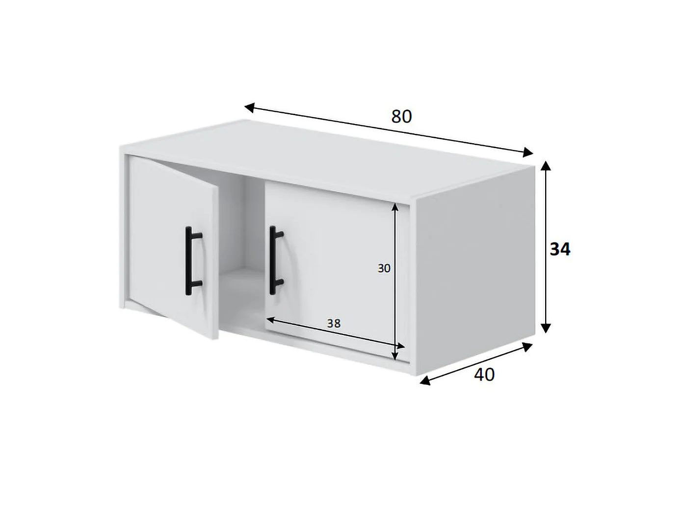 Armoire Multi-usage 2 Portes Vergemoli, 1 Étagère, 40x34h cm Blanc