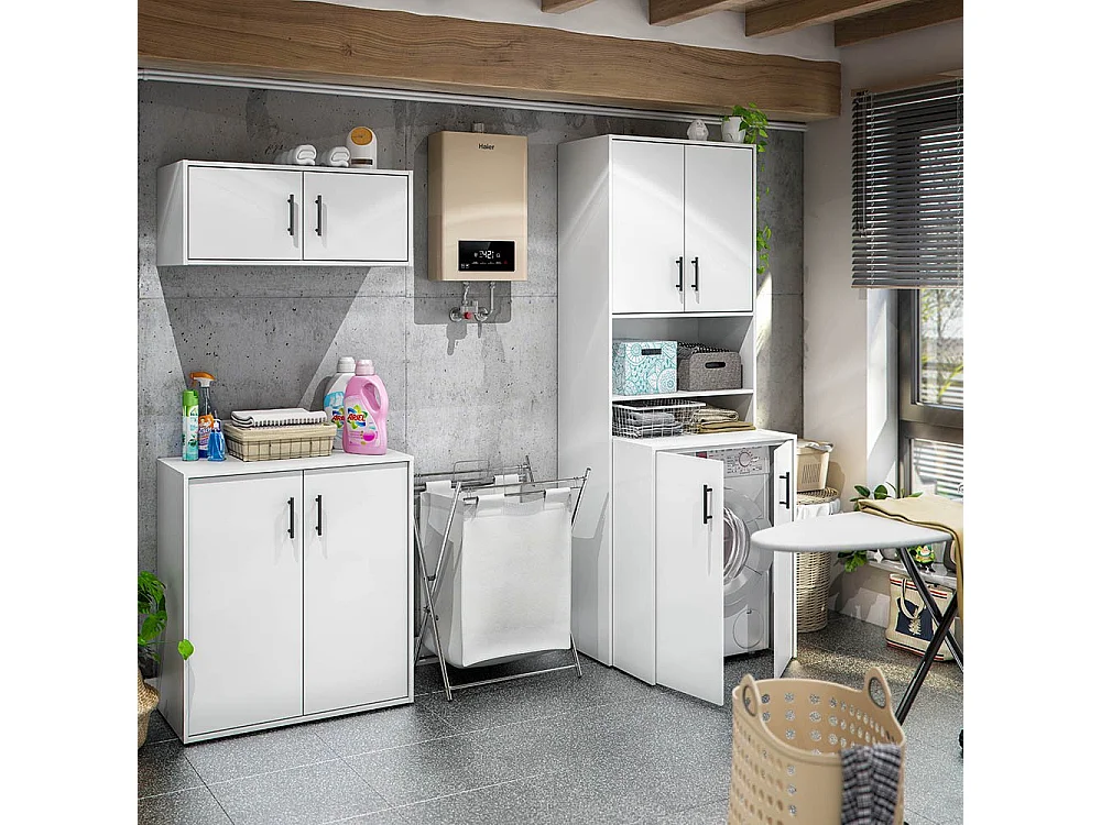 Armoire Multi-usage 2 Portes Vergemoli, 1 Étagère, 40x34h cm Blanc
