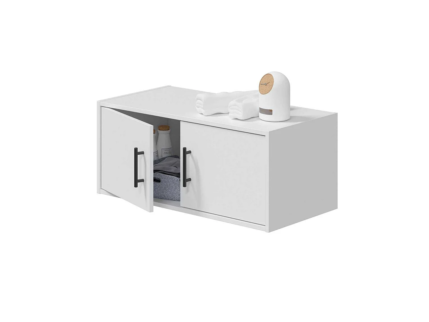 Armoire Multi-usage 2 Portes Vergemoli, 1 Étagère, 40x34h cm Blanc