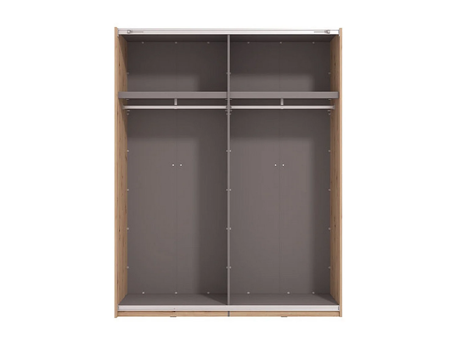 Großer Kleiderschrank Vialone, Garderobe, 146x218h cm Braun Eiche mit Astknoten, Schlafzimmer, 2 Böden, Schiebetüren