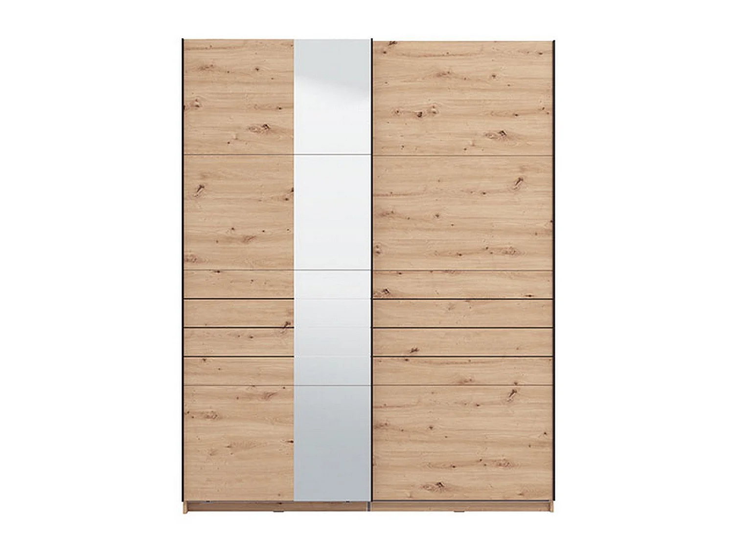 Großer Kleiderschrank Vialone, Garderobe, 146x218h cm Braun Eiche mit Astknoten, Schlafzimmer, 2 Böden, Schiebetüren
