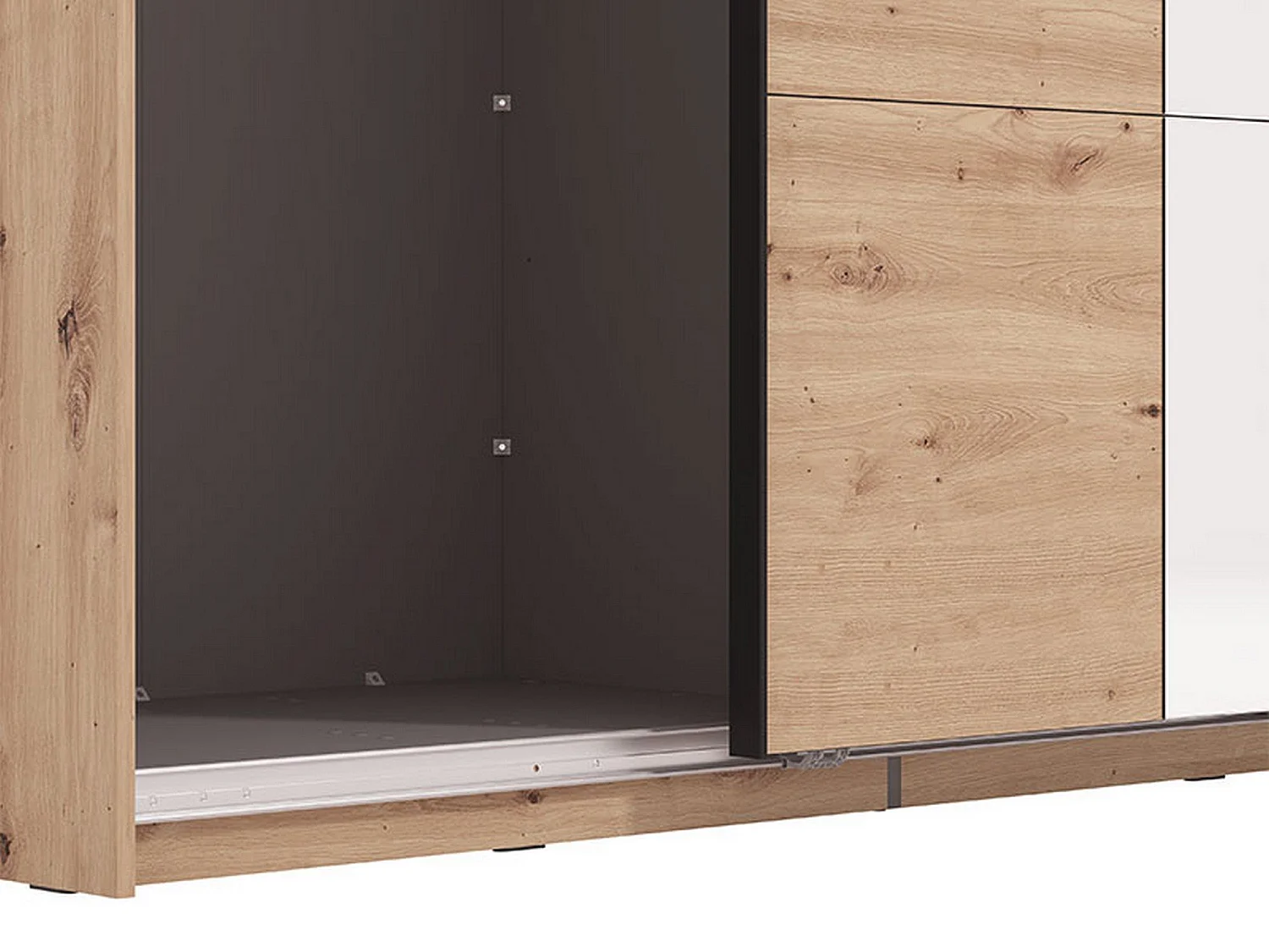 Großer Kleiderschrank Vialone, Garderobe, 146x218h cm Braun Eiche mit Astknoten, Schlafzimmer, 2 Böden, Schiebetüren