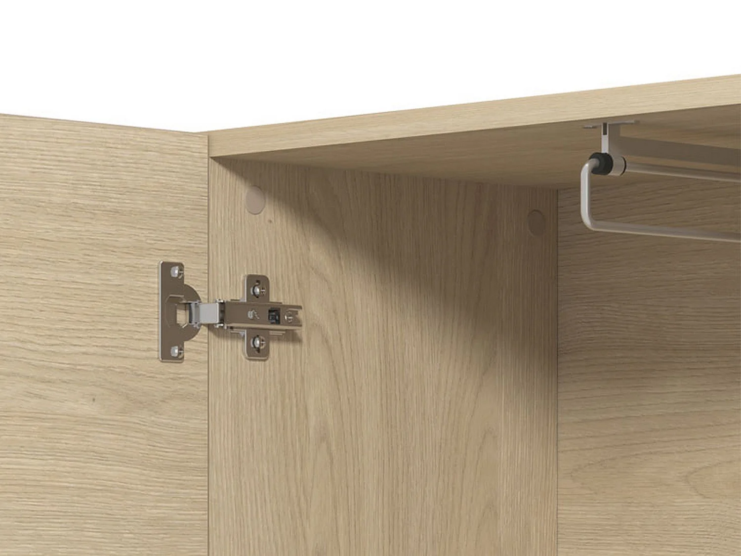 Garderobe 2 Türen Azzano, Kleiderständer, 64x194h cm Eiche Braun, Schlafzimmer Schrank, 3 Regale, 2 Türen