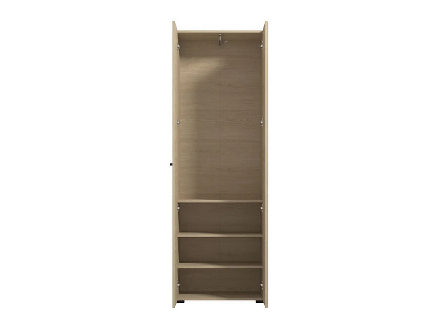 Garderobe 2 Türen Azzano, Kleiderständer, 64x194h cm Eiche Braun, Schlafzimmer Schrank, 3 Regale, 2 Türen
