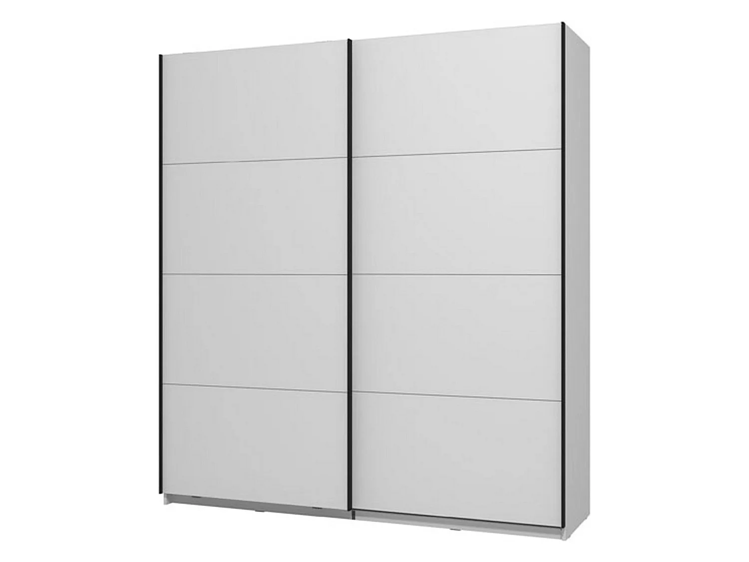 Großer Kleiderschrank Cariano, 2 Regalböden, 195x218h cm, Mattweiß, Schlafzimmer, Kleiderstange, 2 Türen
